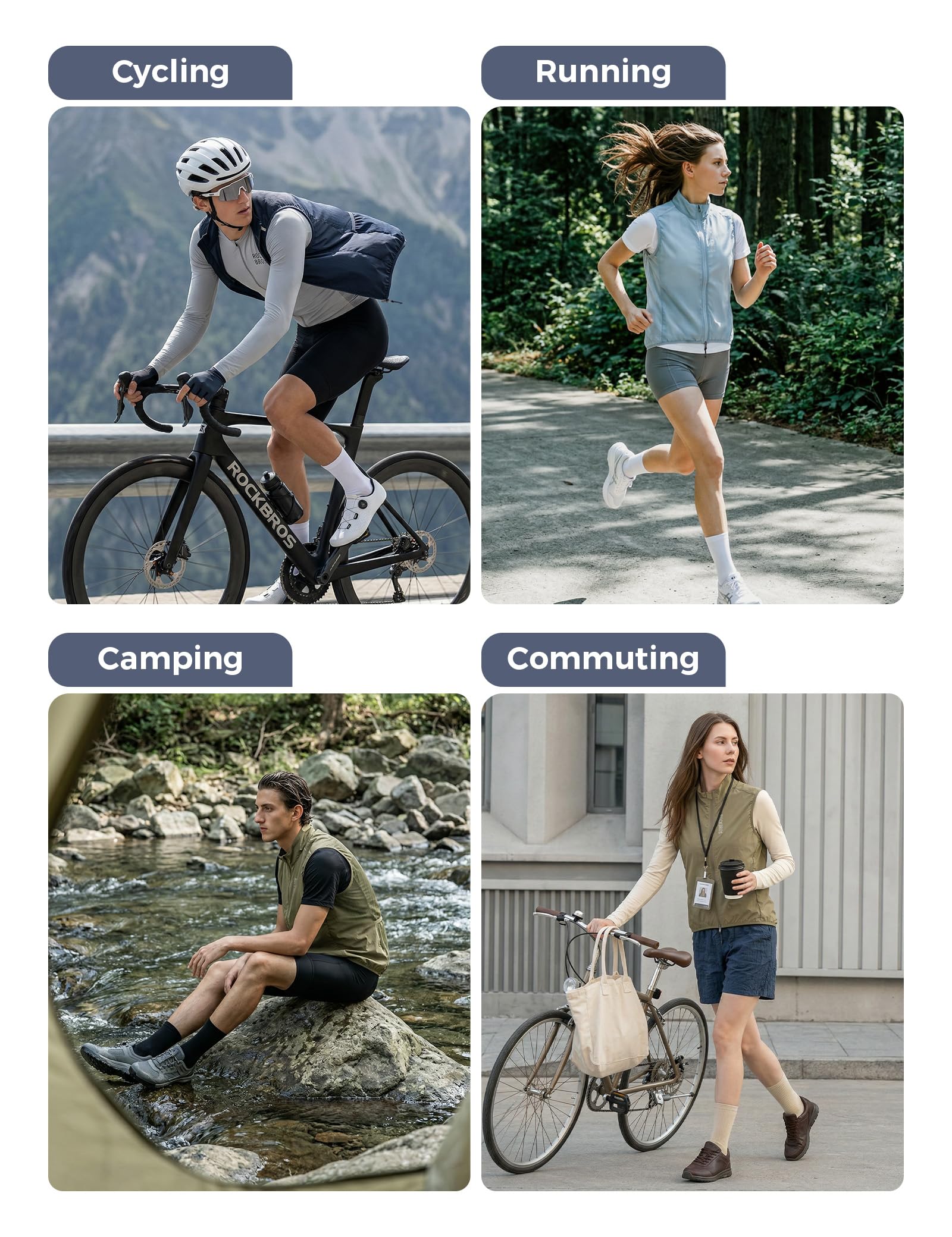 ROCKBROS Chaleco Ciclismo Cortavientos Ultraligero para Hombre Mujer