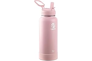 Takeya Actives Pink Insulated Water Bottle with Straw
