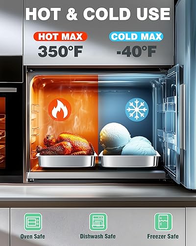 Miniatura 2 de WantJoin 12 bandejas de mesa de vapor de tamaño medio, paquete de 6 sartenes de mesa de vapor de restaurante de 2.5 pulgadas de profundidad, bandeja