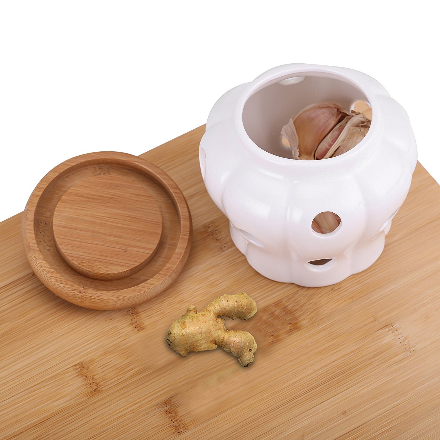 Garlic keeper onion storage garlic jar with lid ceramic garlic onion