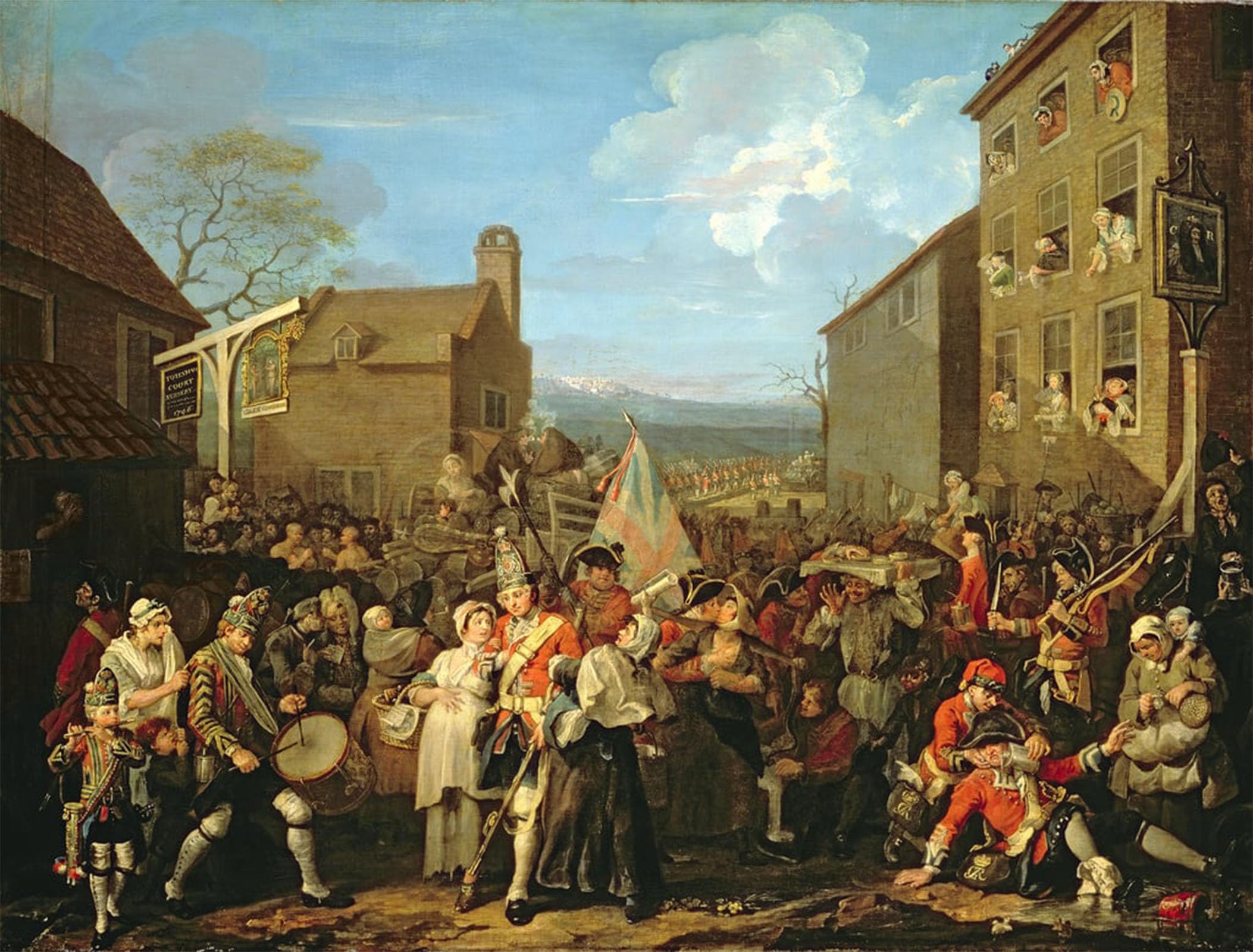 POSTERIIk Vintage Classic Picture Landscape Artwork March of the Guards to Finchley by William Hogarth Portrait Canvas Painting for Office Home Decor 60x90cm