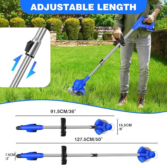 Cordless Grass Trimmer Lawn Grass Brush Cutter Blade Whipper Snipper Garden Tool, Electric Grass Trimmer Garden Lawn Heavy Duty Weed Strimmer Cordless Weed Cutter