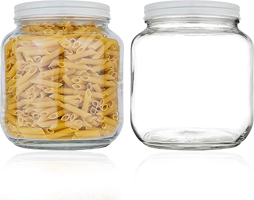Kitchenentoolz - Paquete de 2 frascos de vidrio de medio galón de boca ancha con tapa de metal hermética, seguro para fermentar kombucha kéfir -