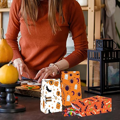 Miniatura 7 de VGOODALL 54 bolsas de regalo de Halloween a granel, bolsas de papel de Halloween, bolsas de dulces, bolsas de regalo, bolsas de aperitivos para