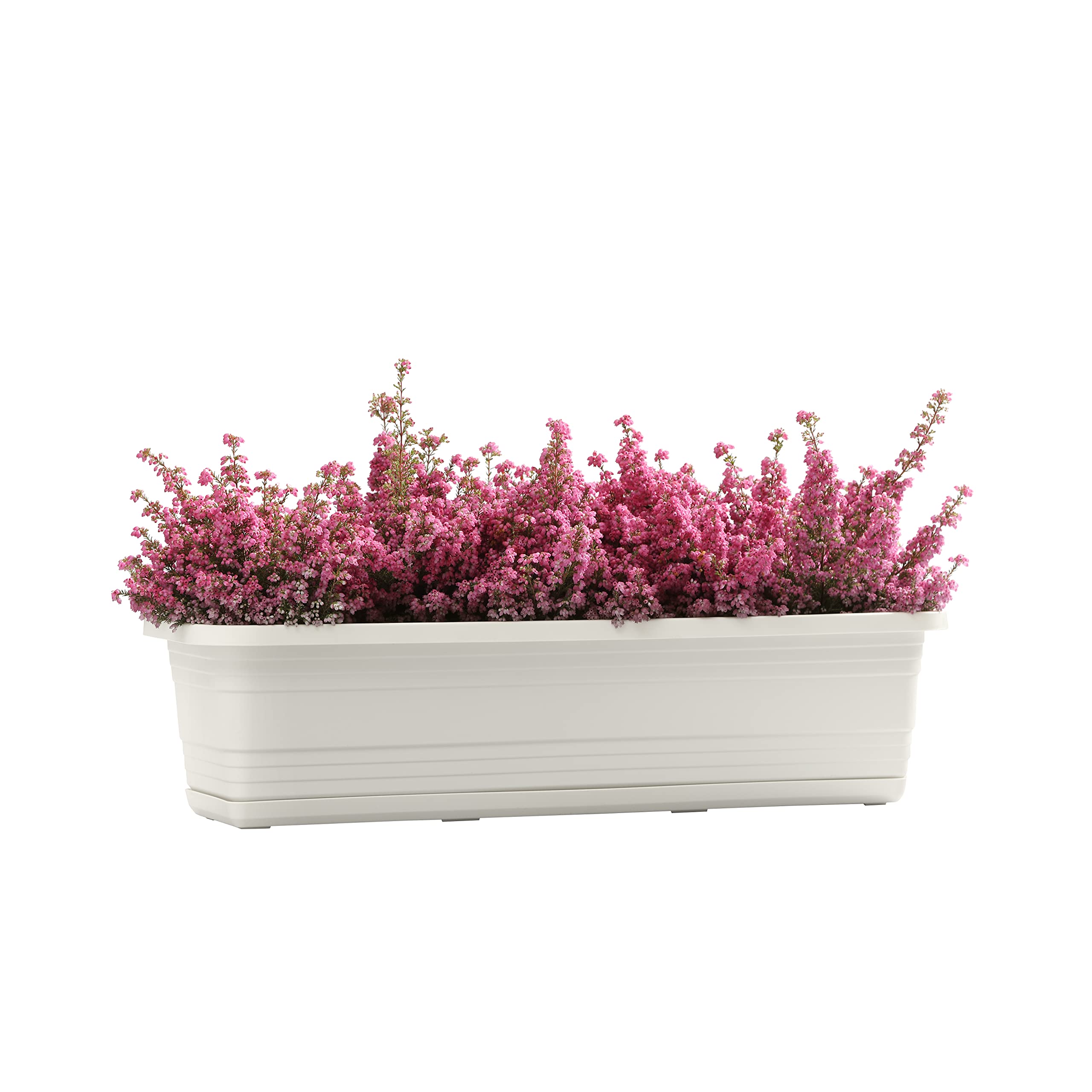 Tymar Lot de 2 jardinières rectangulaires avec soucoupe - Pour balcon, terrasse - En plastique - Anthracite - 79,6 x 17,9 x 14,5 cm