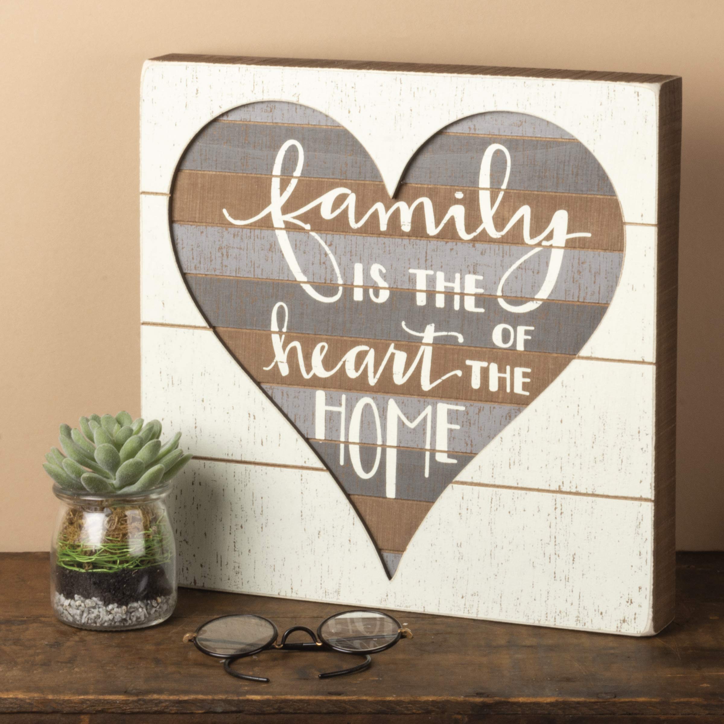 Primitives By Kathy Targa In Legno 'Family Is The Heart Of The Home' – 30,5x30,5 Cm – Stile Rustico - 2