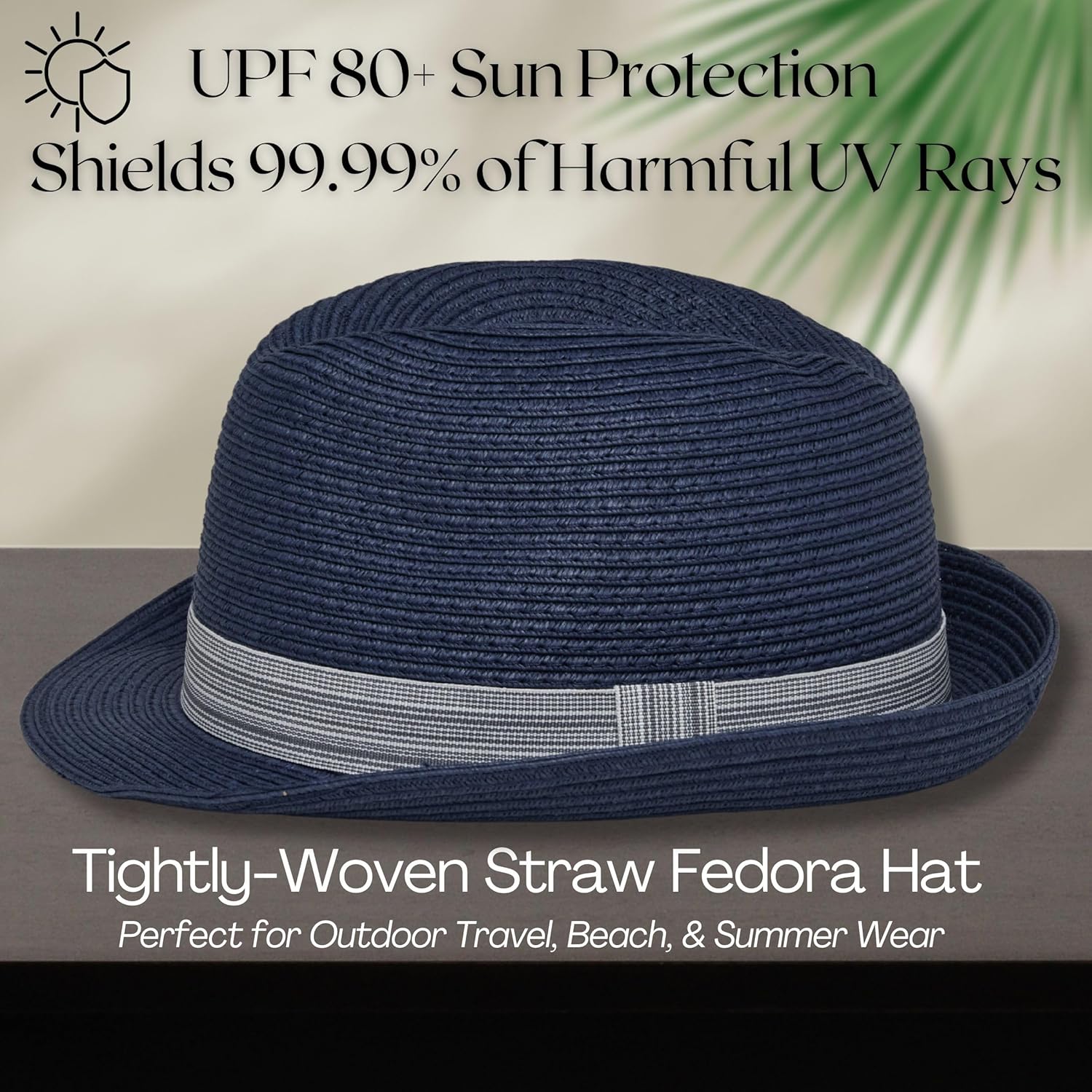 Funky Junque Straw Fedora Hat Beach Summer Short Brim Packable Sun Trilby Unisex UPF 50+ - Image 5