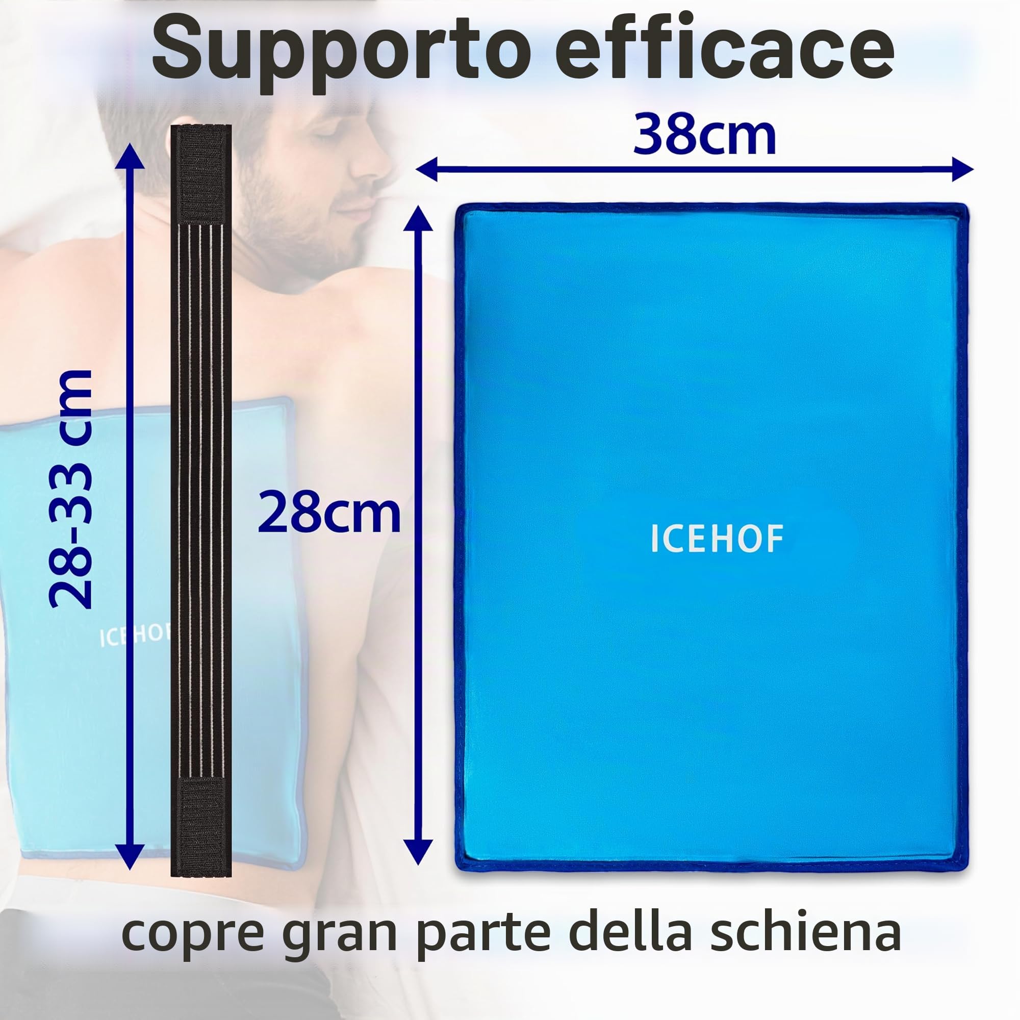 ICEHOF - Cuscinetto refrigerante in gel nel formato XXL, morbido, 38 x 28 cm