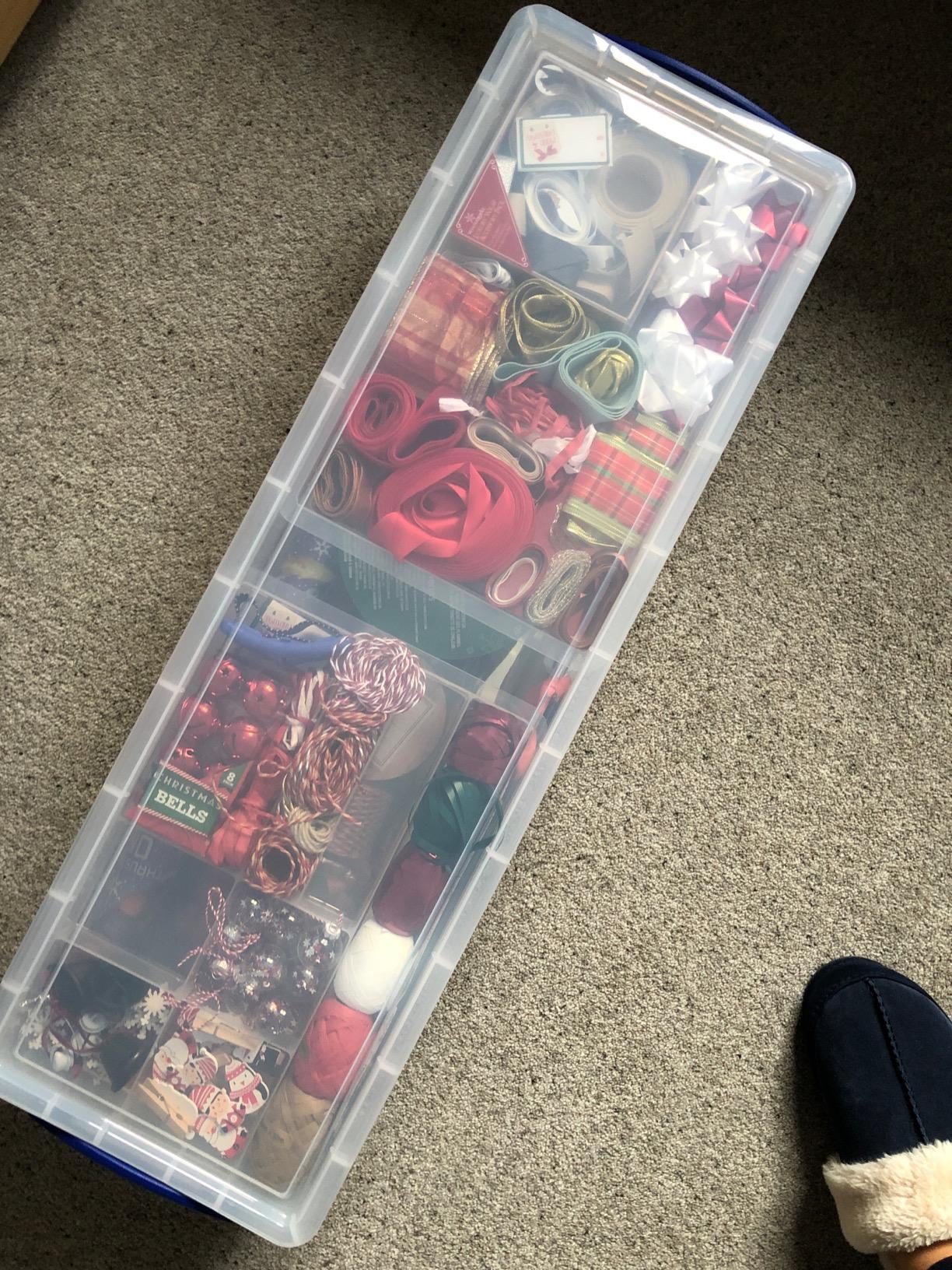 Really Useful Wrapping Paper Storage Box with Trays, 22 Litre, Clear
