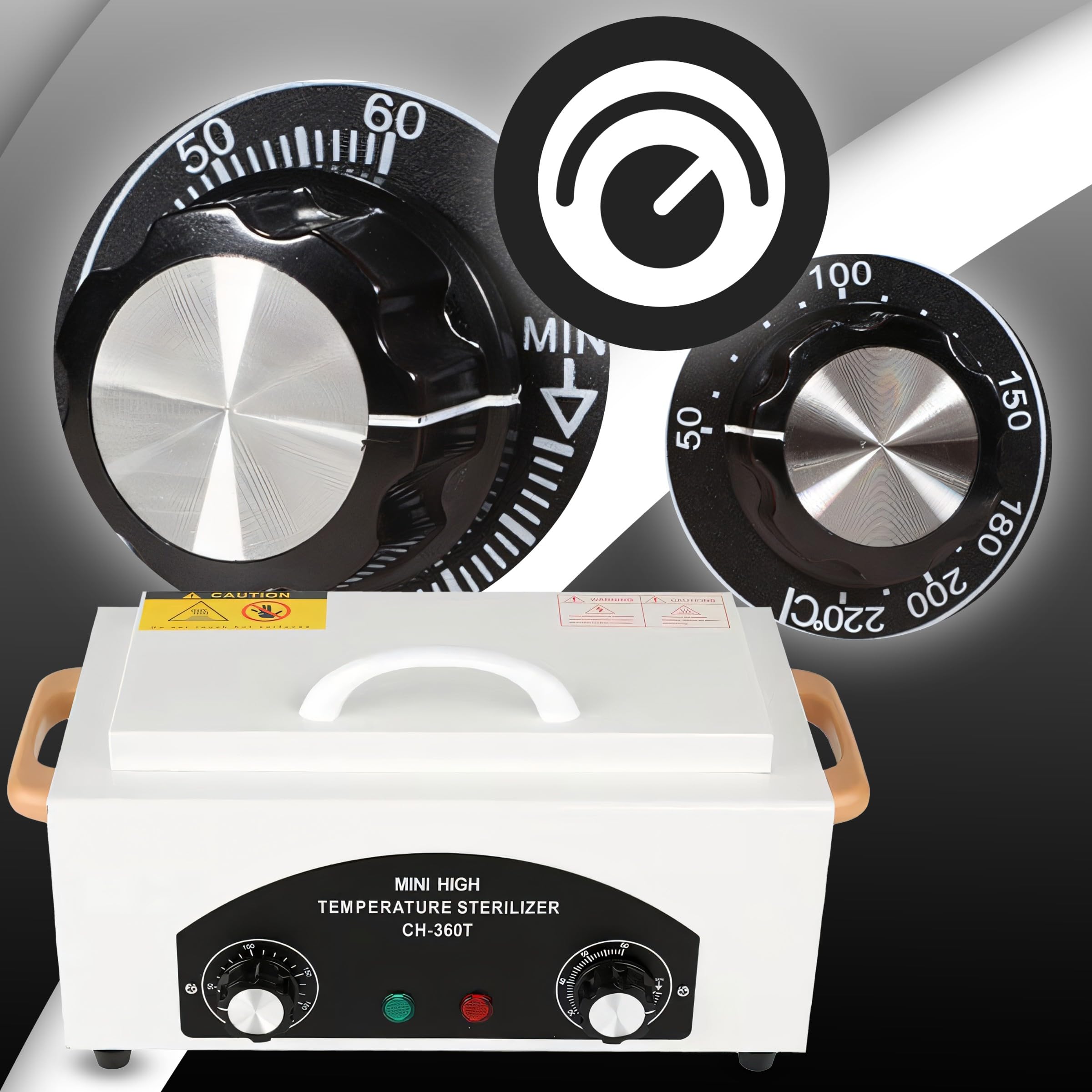Retoo Heißluftsterilisator Desinfektion 300W 220°C mit Timer, Trockene Hitze, Hochtemperatur Sterilisator, Sterilisationsgerät für Kosmetik, Fusspflegestudios, Friseursalon, Nagel Werkzeug, Weiß