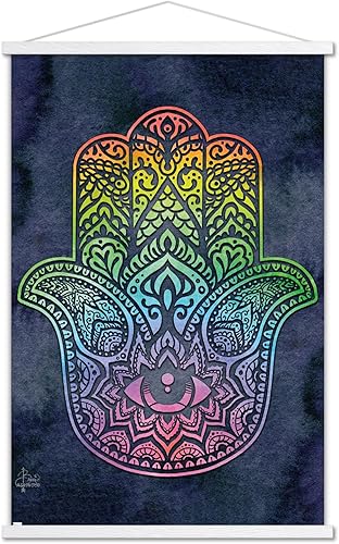 Trends International Brigid Ashwood - Rainbow Hamsa Wall Poster with Magnetic Frame
