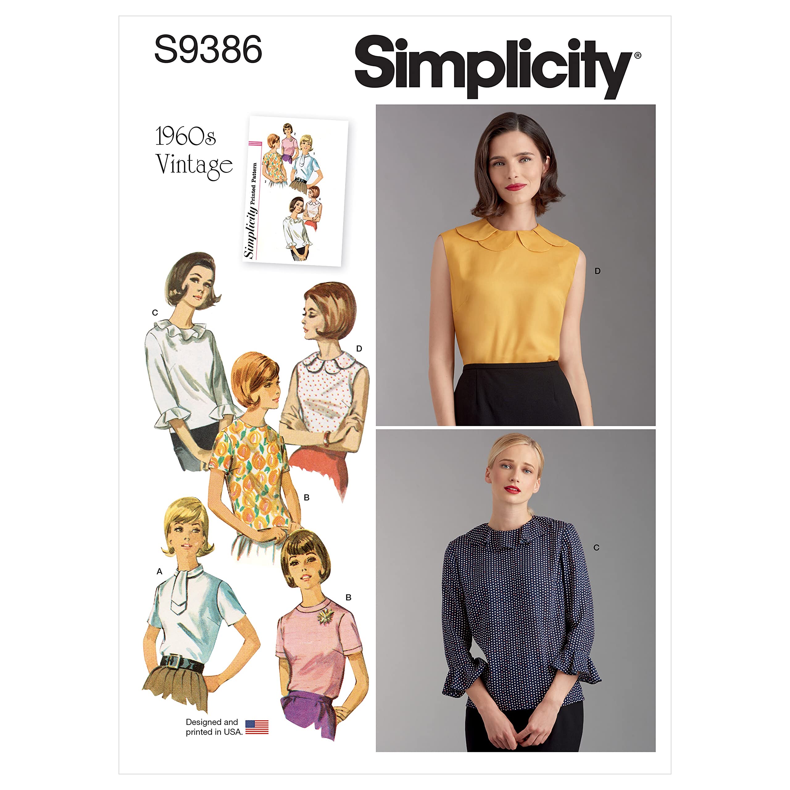 Simplicity 6-8-10-12-14 Sewing Pattern S9386 Misses' Set Of Blouses