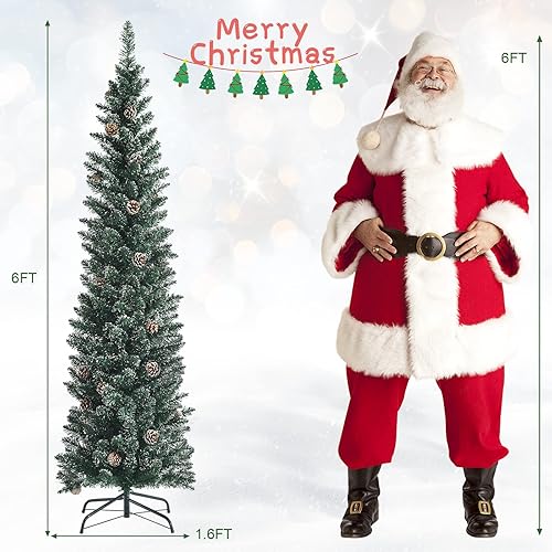 Miniatura 47 de Goplus - Árbol de Navidad artificial cónico de 6 pies, 340 puntas de rama, agujas de cloruro de polivinilo premium, delgado con soporte de metal