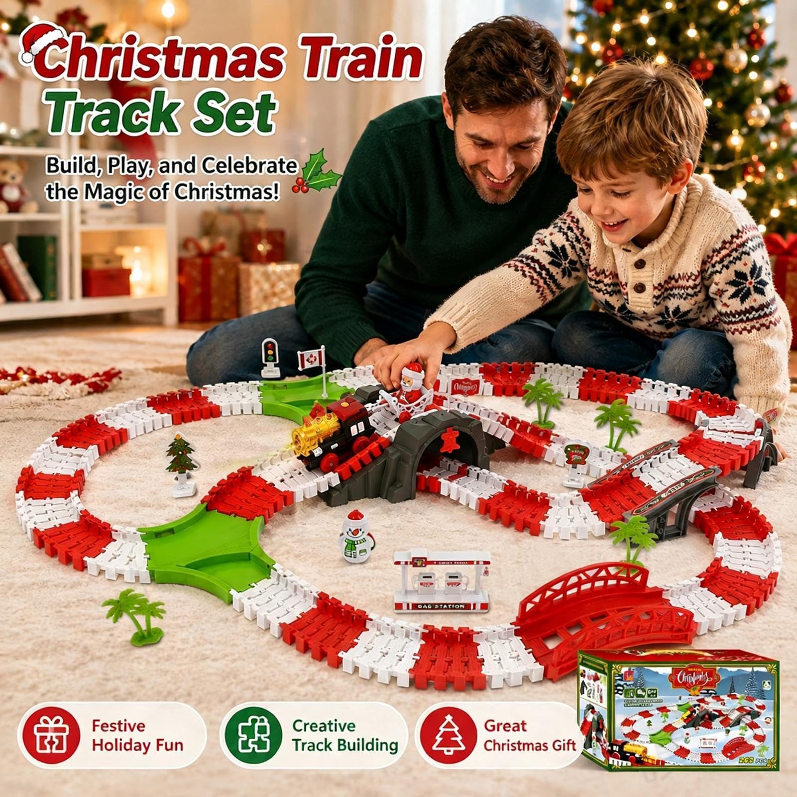 Set Pista Macchinine Veicolo Giocattolo Elettrico da Montare a Natale