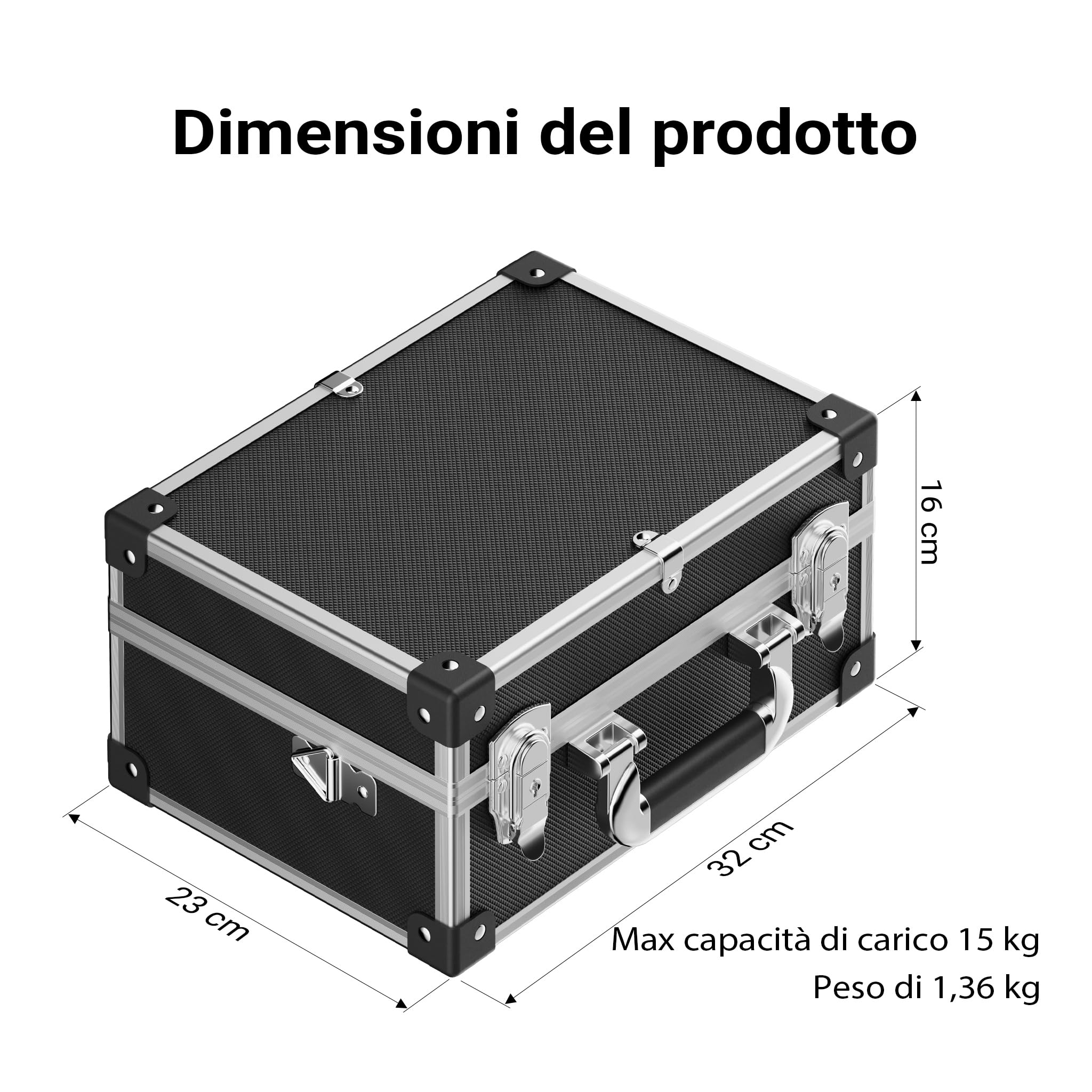 Valigetta di trasporto in PVC ed alluminio 32x23x16cm portaoggetti portattrezzi