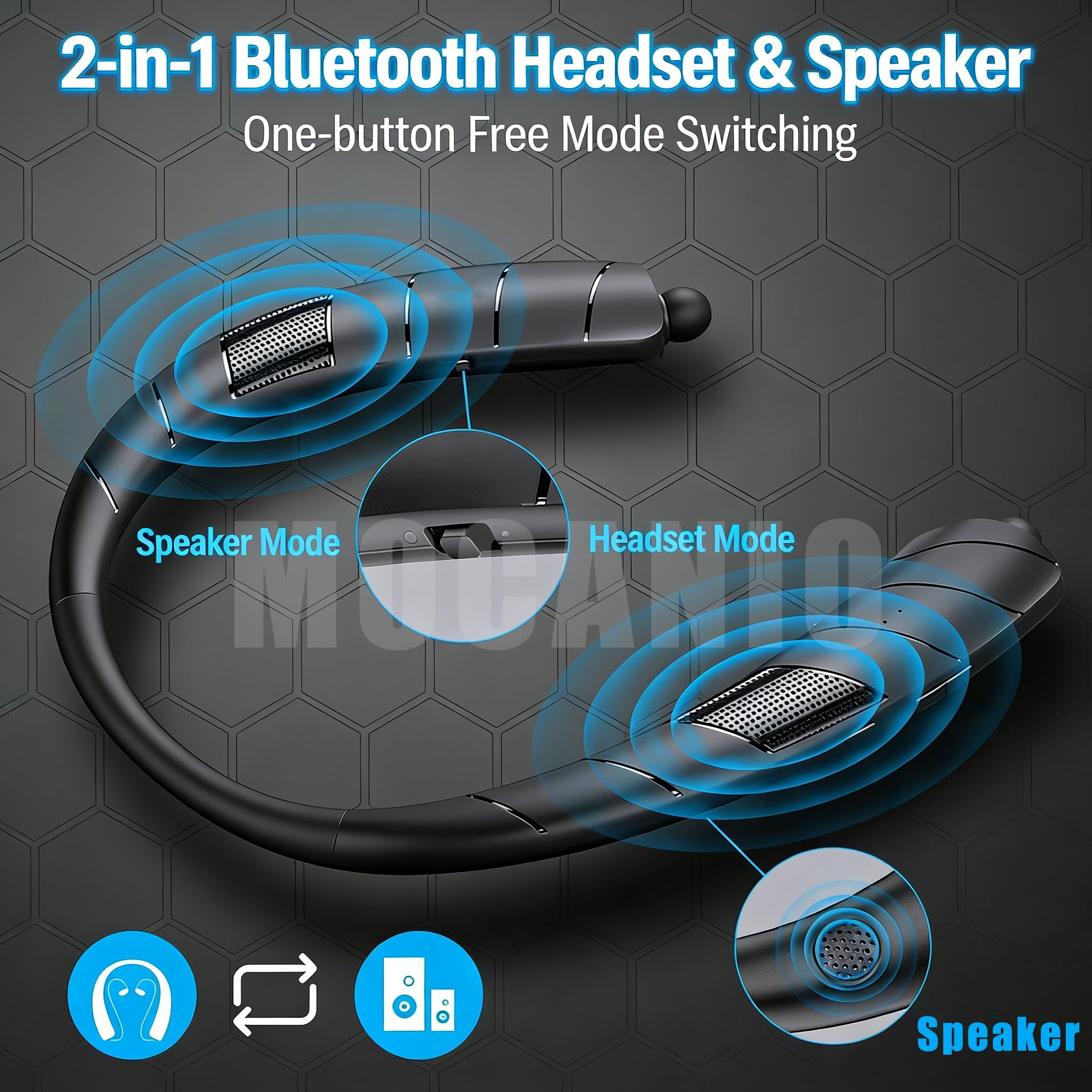 Neckband - Auriculares Bluetooth 5.3 retráctiles para deportes, música, batería de larga duración, para correr, deportes, inalámbricos, estéreo, bajos, con micrófono, auriculares para correr