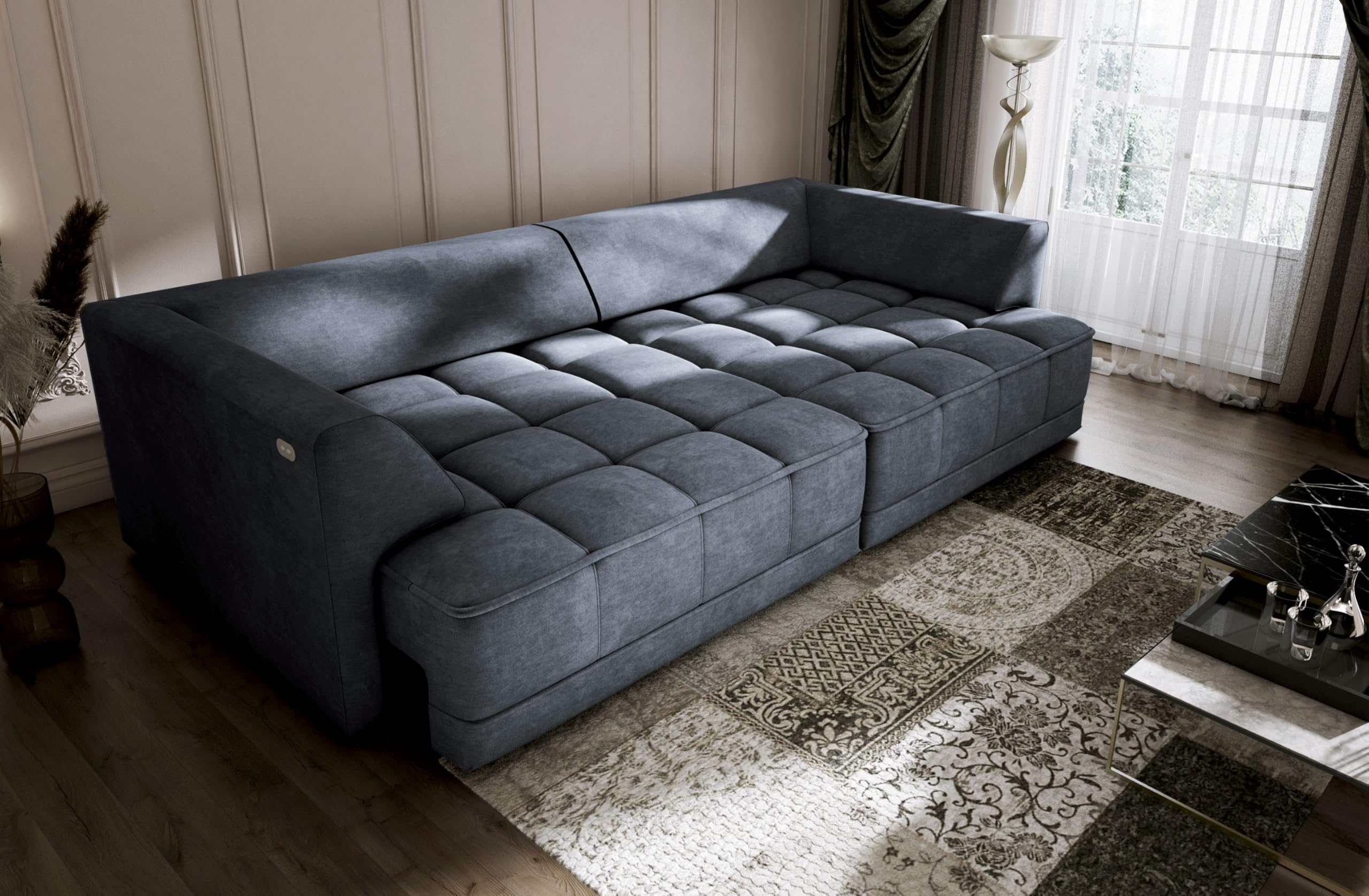 Big Sofa Tiga XXL, Schlafsofa, Couch, Schlafcouch mit Schlaffunktion 302 cm Breit (Cloud 97)