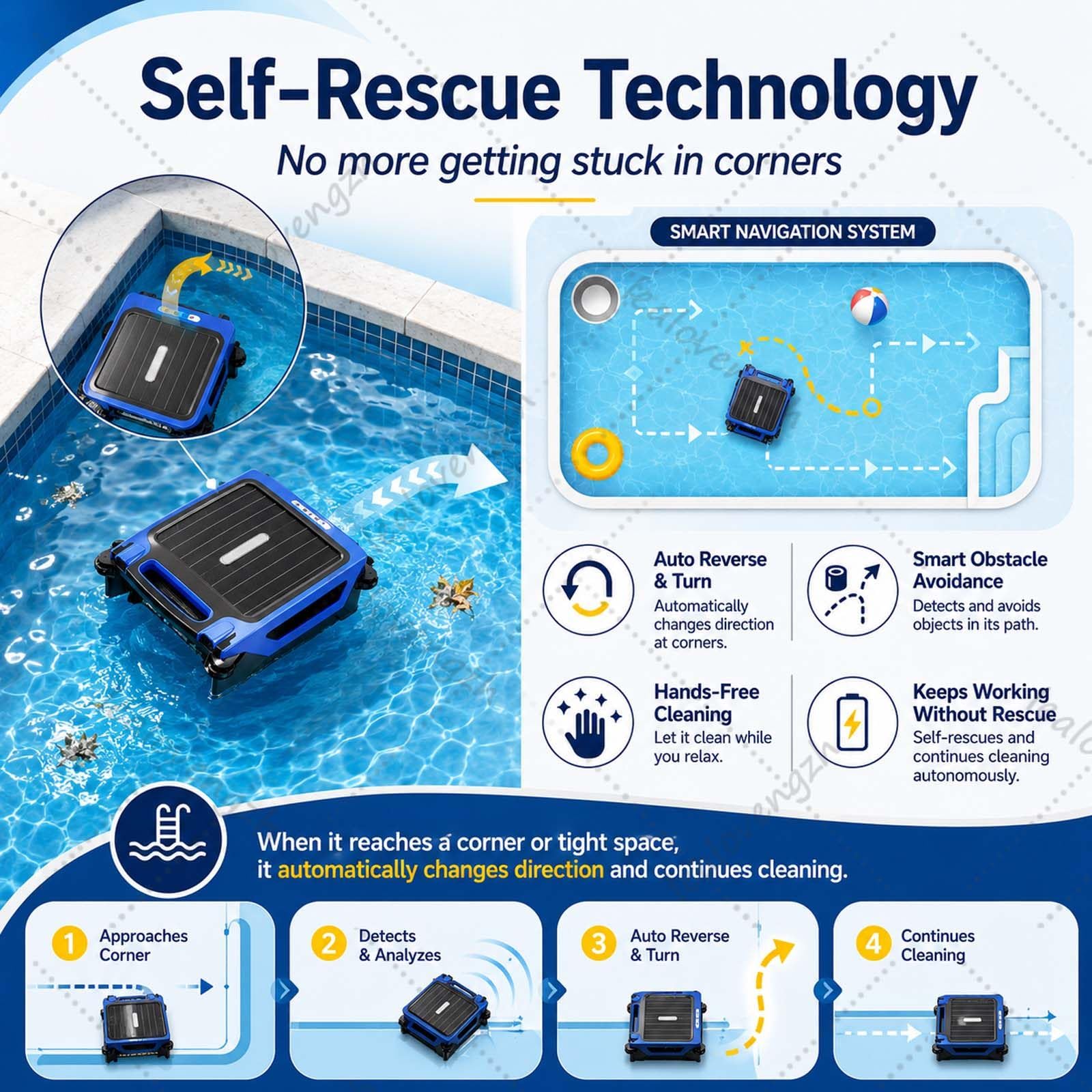 Robot Skimmer De Piscina Solar-Limpiador AutomáTico Superficie,Carga Dual Y Control Por App,Motor Sin Escobillas Resistente Al Agua Salada, Inteligente Evitar ObstáCulos,200m²,Cesta 4,1L Blue
