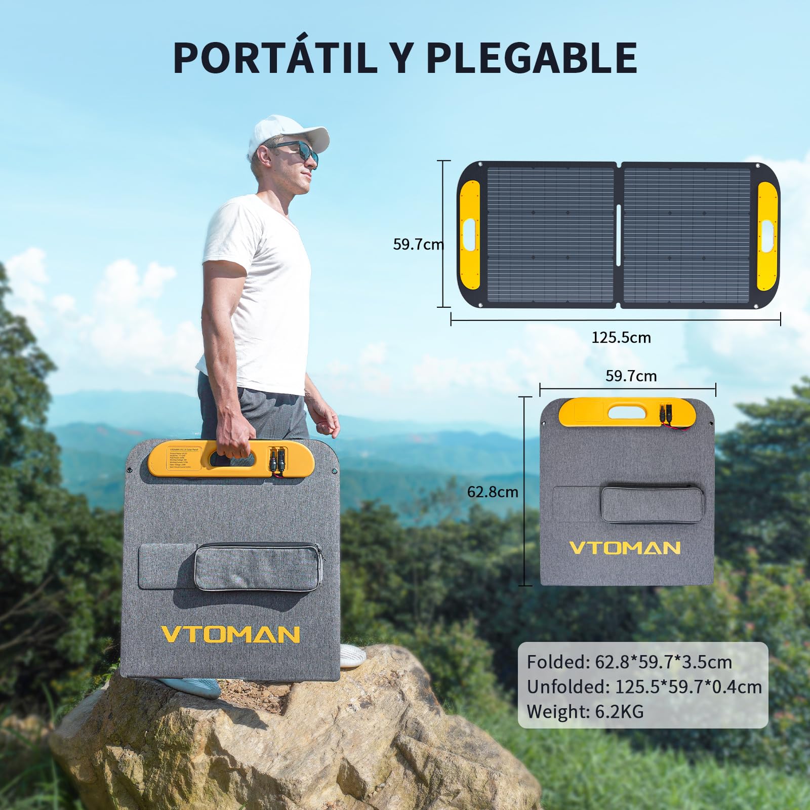 VTOMAN VS110 Panel Solar Portátil 110W 18V, 25% Eficiencia
