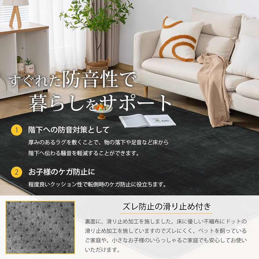 Amazon｜Keusnix ラグ カーペット 高反発 ラグマット 極厚25mm 絨毯