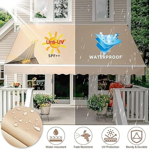 Miniatura 3 de Repuestos de tela retráctil para toldo, 100% lona para toldo, cubierta de poliéster de 8.12 ozm para toldos de jardín (tamaño 12 x 10 pies, color