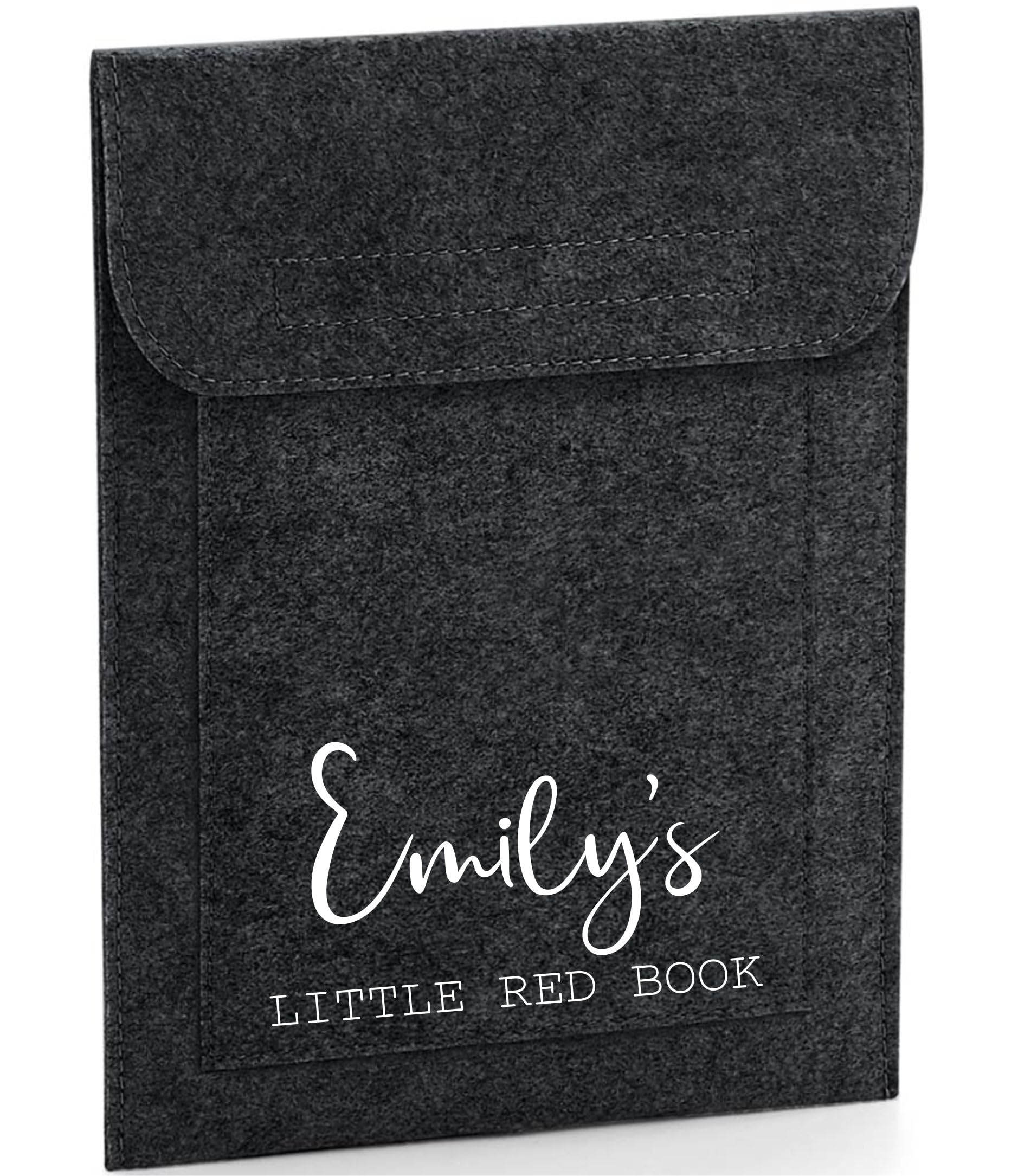 Personalised Maternity Notes Folder, Personalised Red Book, New Baby, Pregnancy Folder, for Boy or Girl (Little Red Book Charcoal)