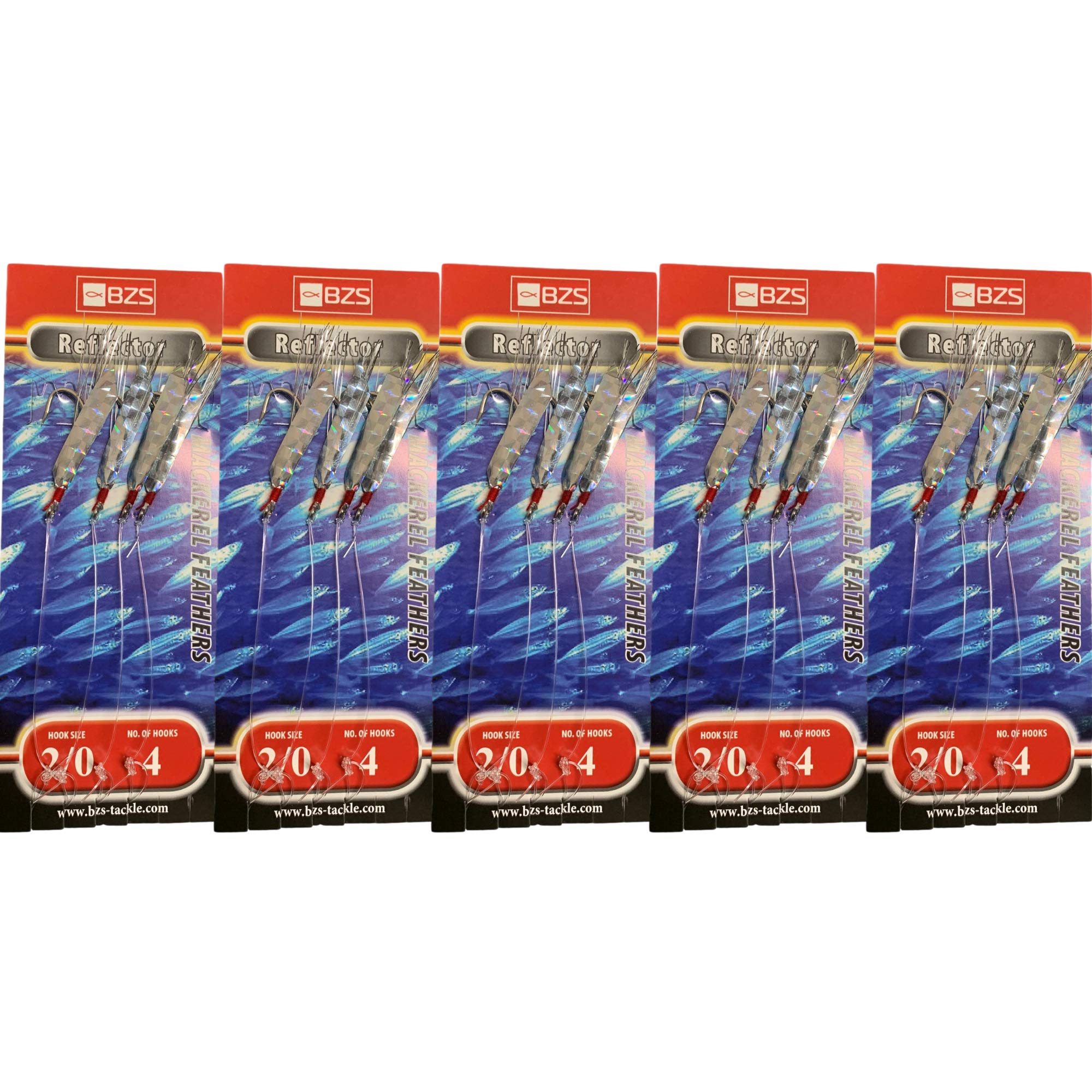 BZS Sea Fleck Mackerel Feathers Sea Fishing Rigs 5 Packs