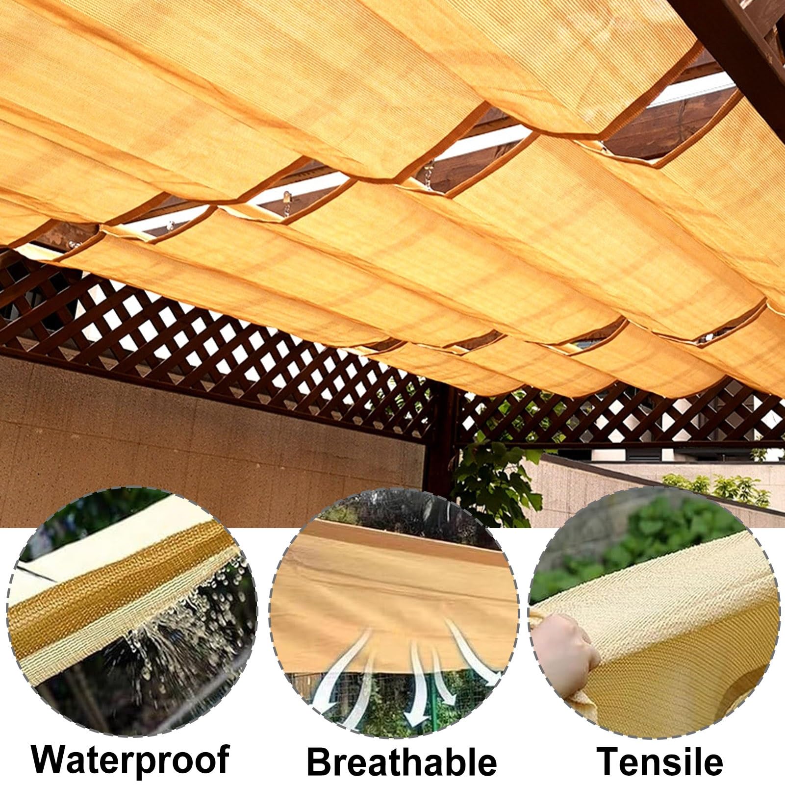 Tenda parasole retrattile impermeabile, protezione UV e antipioggia, per esterni, balcone, giardino, terrazza, pergola, veranda – bianco 2,1 x 10 m