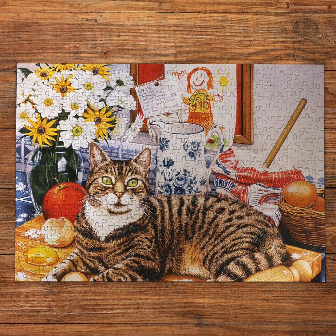 Gibsons A Cracking Bake 500 Piece Jigsaw Puzzle for Adults, Cozy Kitchen Baking Scene with Cat on Counter by Geoff Tristram - Image 4