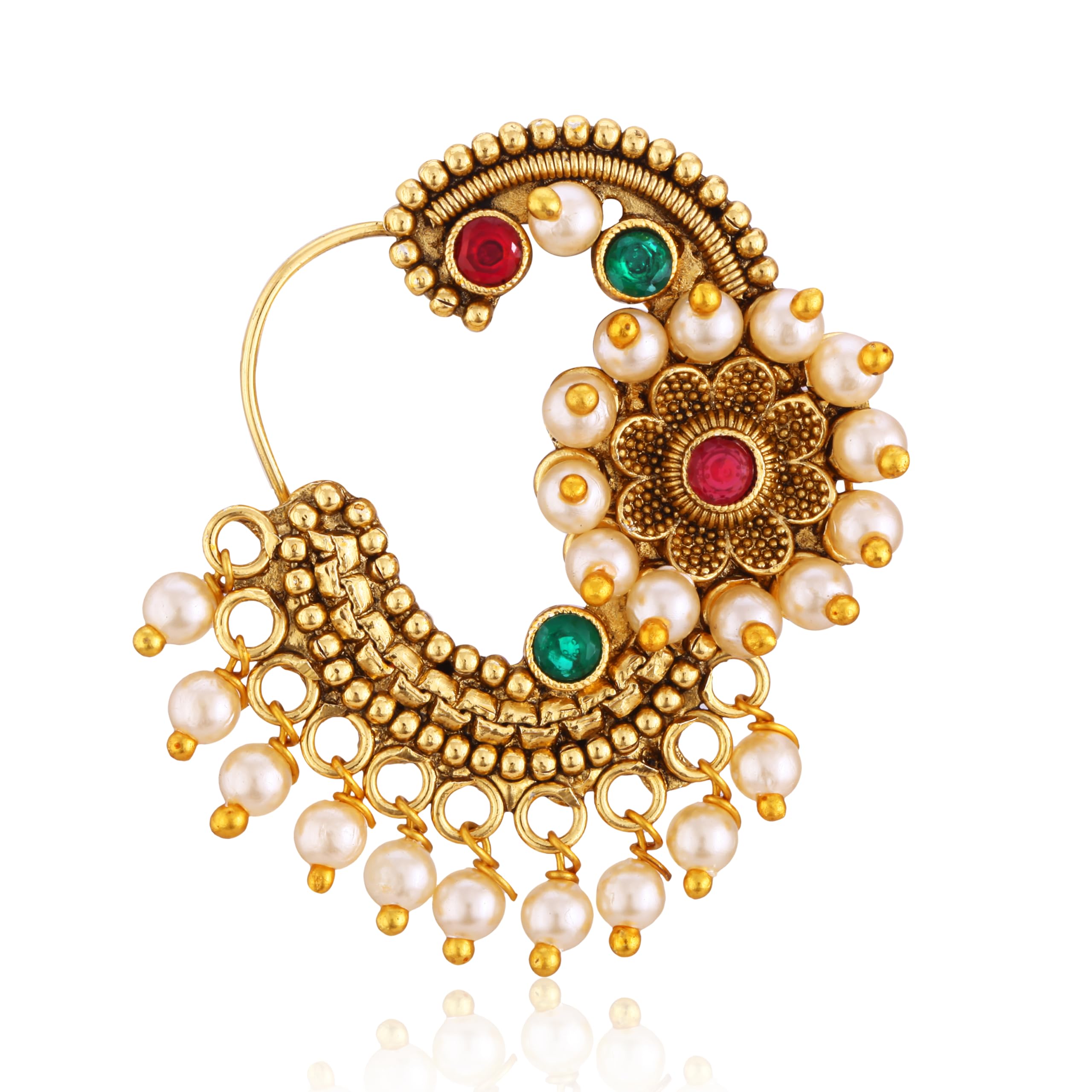 Vighnaharta Gold Plated Multi Om shape Moti Pearls with and CZ stone Alloy Maharashtrian Cultural Nath Nathiya./ Nose Pin for women[VFJ1250NTH-TAR-MULTI] (B0CKFCZN7Q) Amazon Price History, Amazon Price Tracker