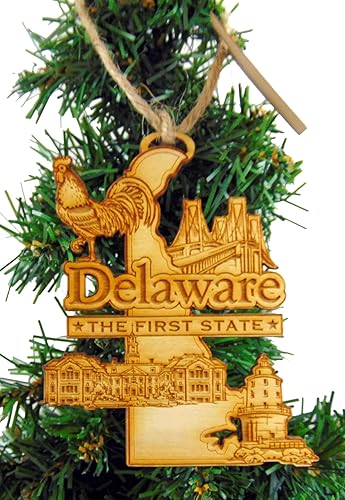 Miniatura 2 de Westmon Works Delaware - Adorno de Navidad de madera para el primer estado, fabricado en los Estados Unidos