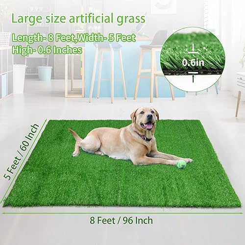 Miniatura 6 de LOOBANI Alfombra de césped artificial realista para interiores y exteriores alfombra de césped para perro con agujeros de drenaje y césped
