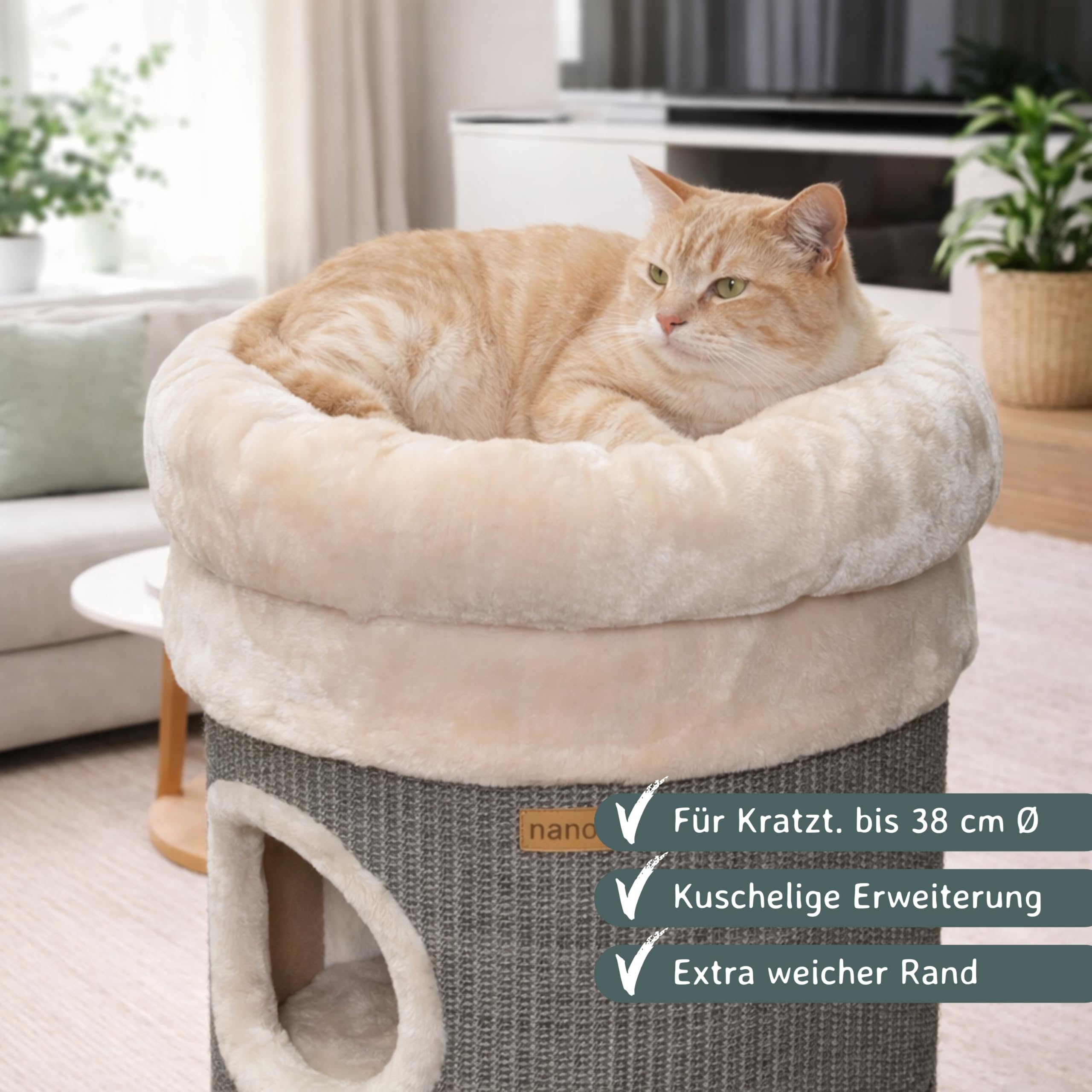 nanook Katzenbett Liegemulde Katzenliege Schlafplatz als Kratztonnen Erweiterung Zubehör beige