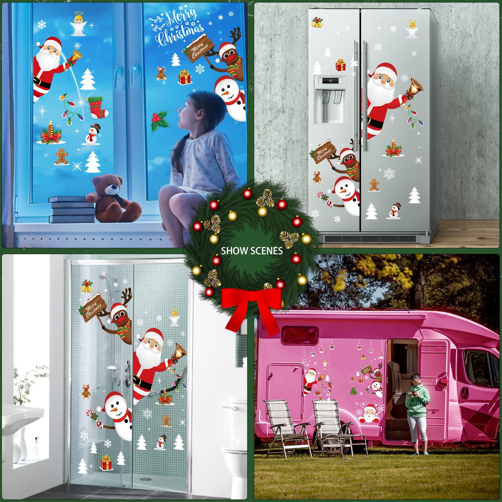 Adesivi Per Finestre Natale SANLIUSANJIU - 159 Pezzi In PVC, Riutilizzabili, Decorazioni Fai Da Te - Foto 2