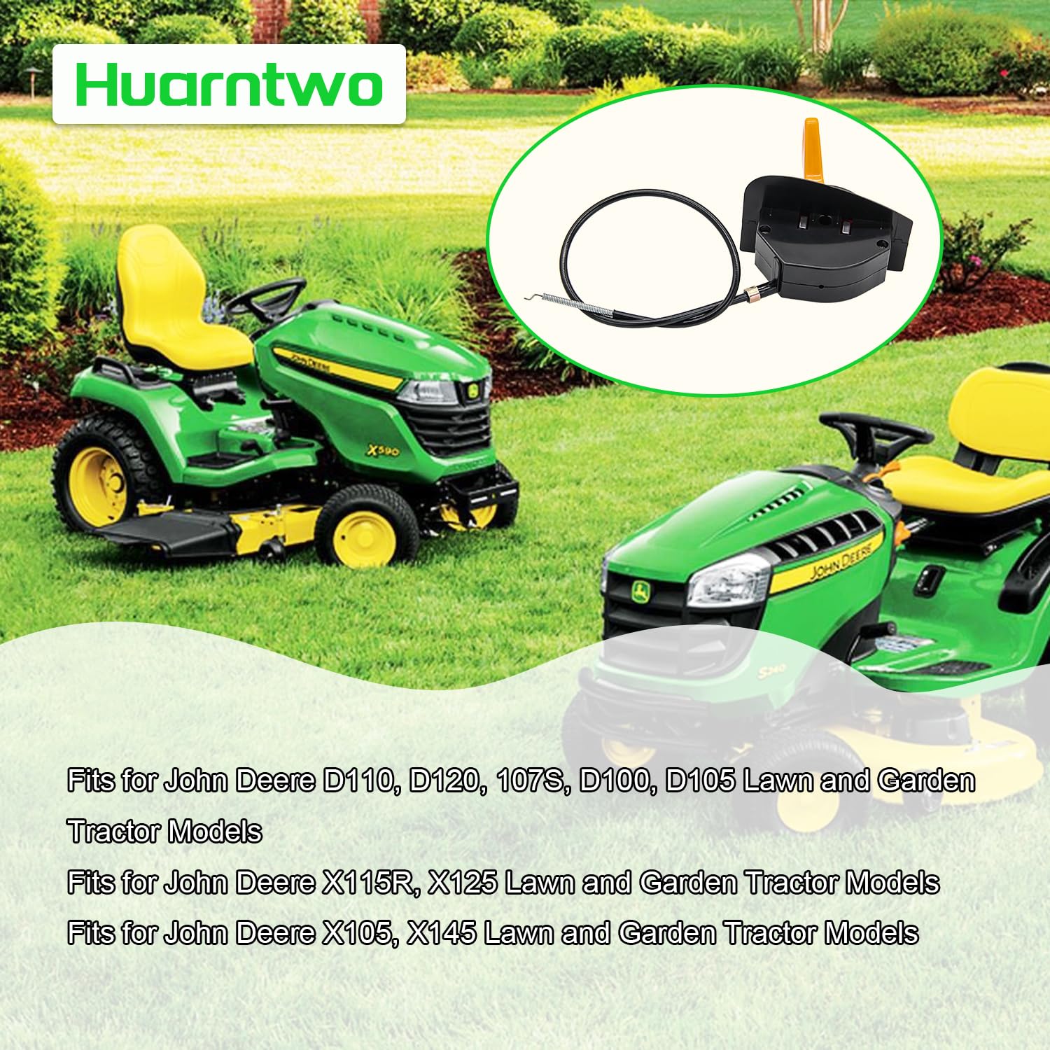 GY21983 - Cavo acceleratore compatibile con John Deere 107S, D100, D105, D110, D120, X105, X115R, X125, X145, cavo push pull