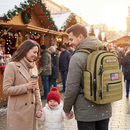Miniatura 2 de SHARKMOUTH Mochila para Pañales para Papá y Mamá, Mochila de Molle Militar con Portabotellas Aislados y Bolsillo para Toallitas