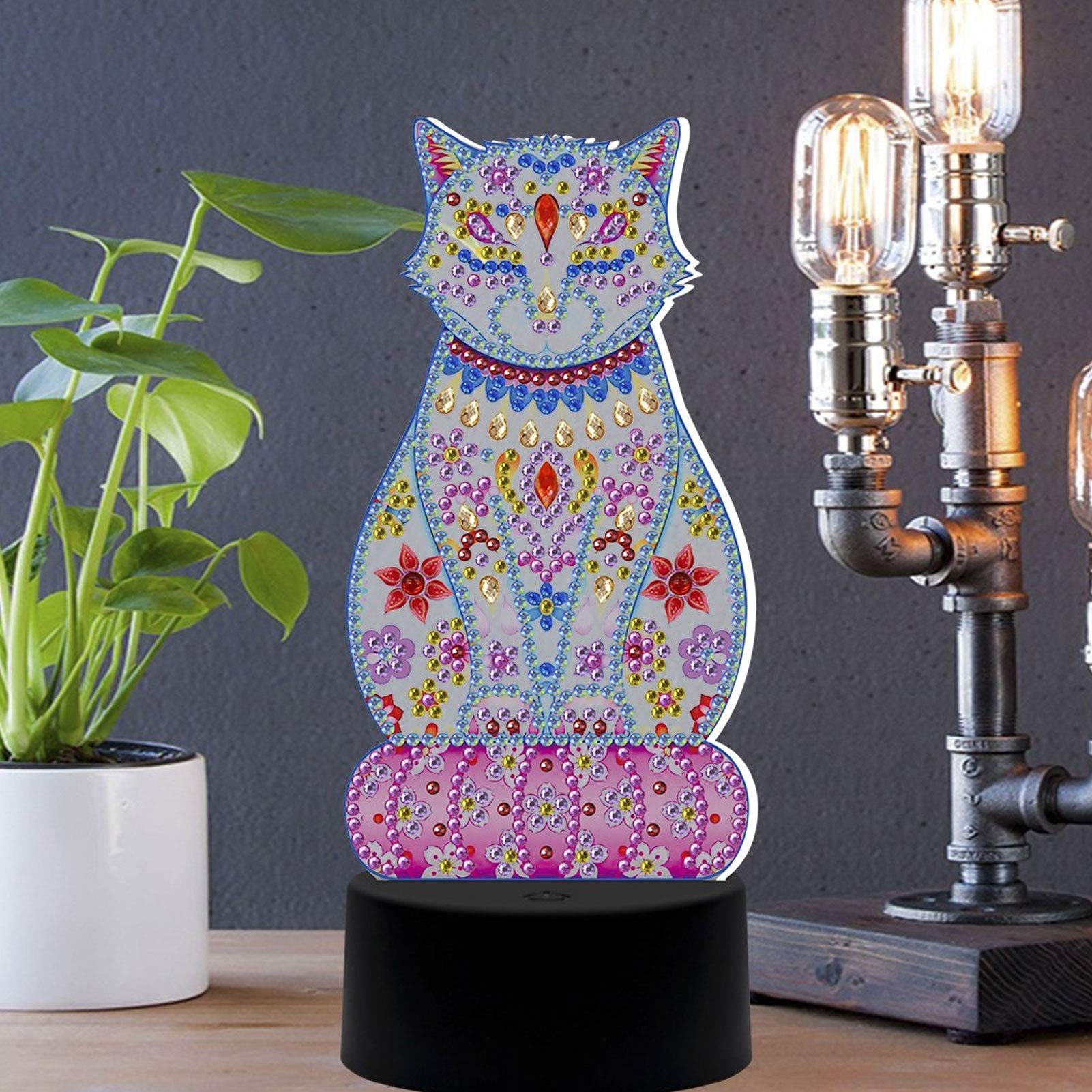 Fydun Lampada LED Touch 3D Con Pittura Diamanti - Cambia Colore, Ricaricabile USB, Kit Fai Da Te Per Decorazione Casa E Regalo