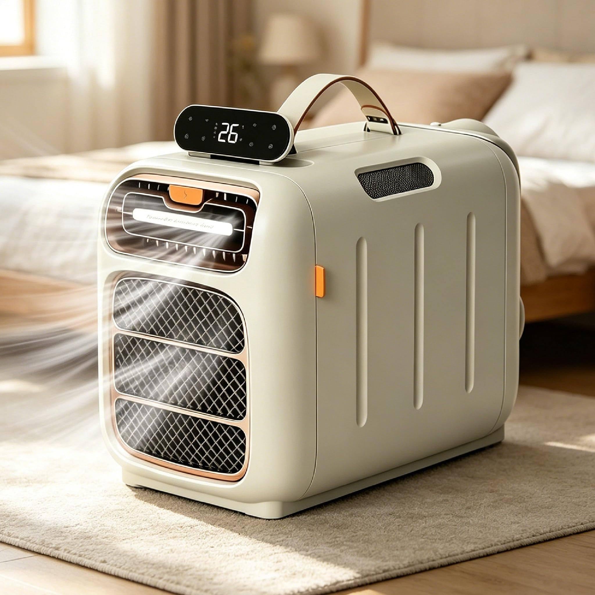 GSHSHOU Portable Air Conditioner, Room Cooler with Touch Panel, Remote Control, 3 Wind Speeds,Adjustable Temperature, for Tent and Camper Use Cold+heat