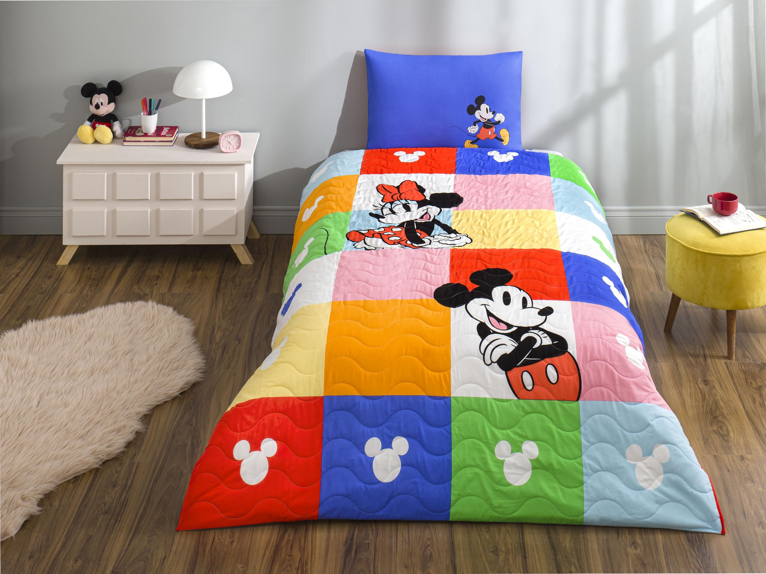 TAÇ Disney Minnie & Mickey Standart Pamuk Nevresim Takımı, Çok Renkli, Tek Kişilik