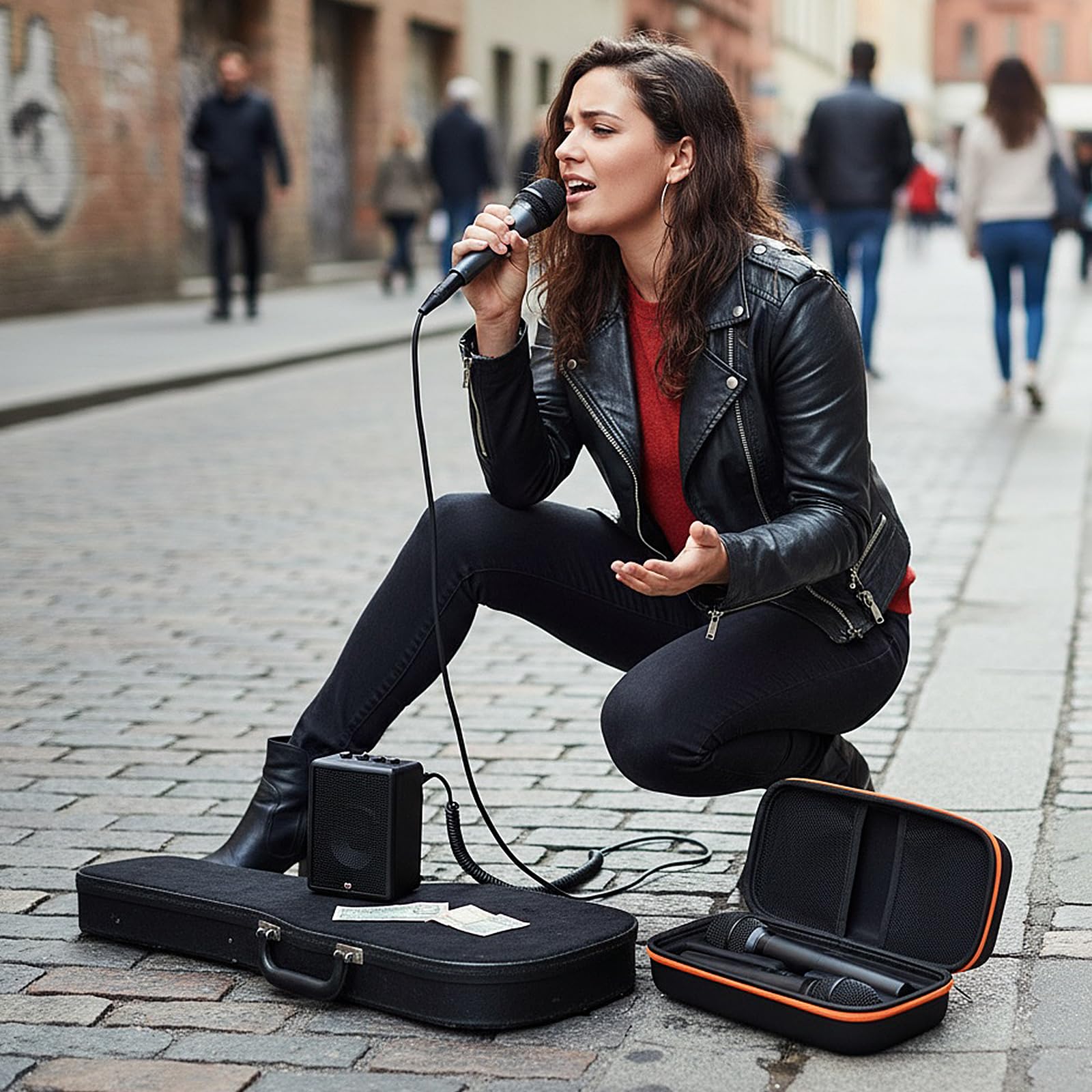 Étui de Microphone Bluetooth, Boîte de Rangement pour Microphone, Étui pour Micro Sans Fil Portable pour Batterie Rechargeable, Récepteur, Adaptateur, Sac de Transport pour Micro(Boîte uniquement)