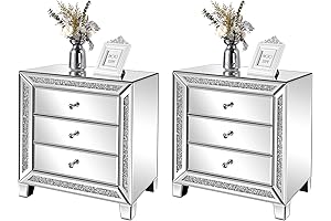 VINGLI Mirrored Night Stands Set of 2