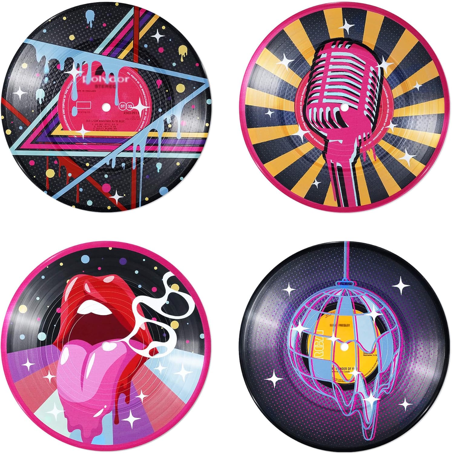 Putuo Decor Vintage Record Wall Decor Set of 4 Coquette Hippie Room