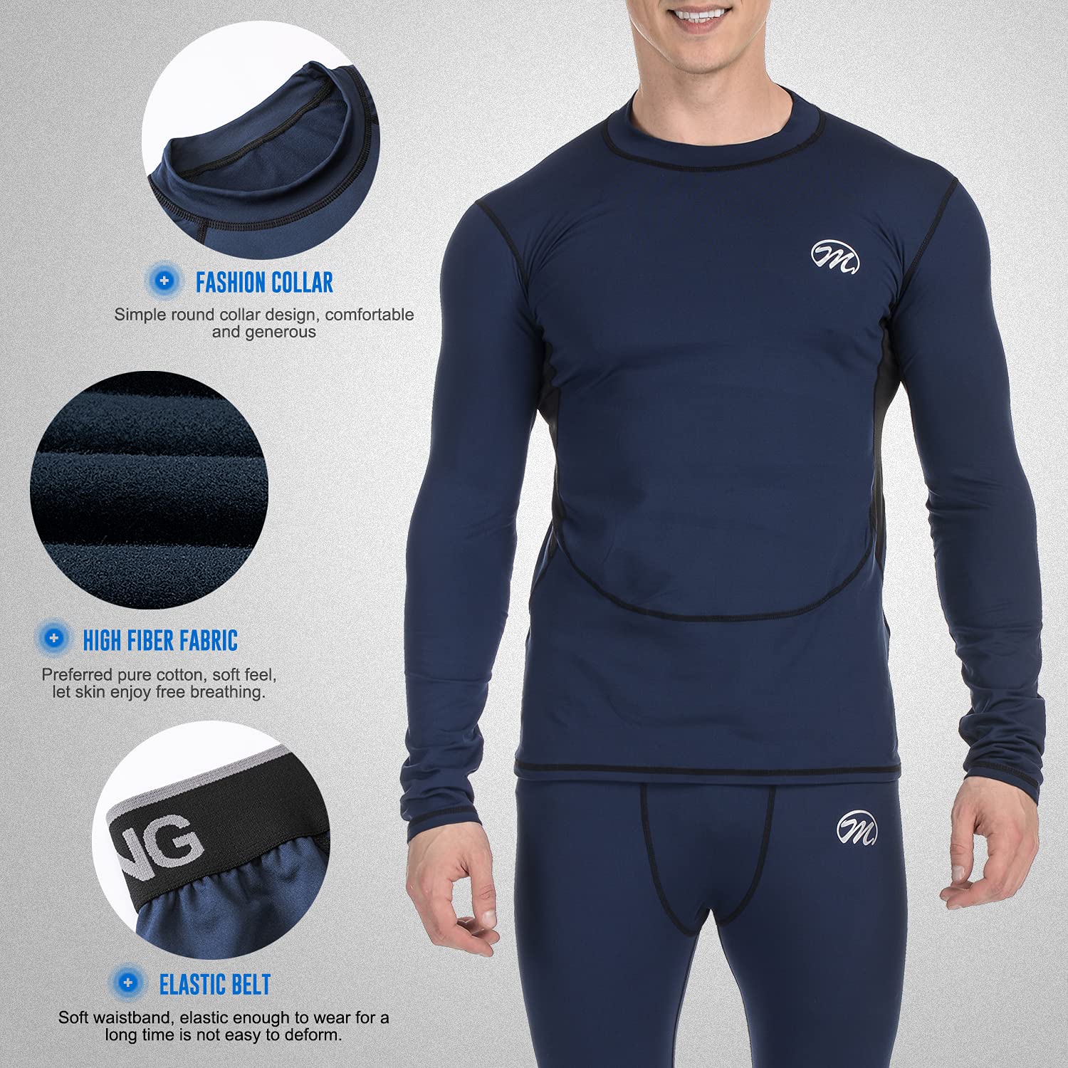 MeetHoo Biancheria Intima Termica Uomo, Biancheria Funzionale Uomo Quick Dry Maglia Termica Invernali da Sport Compression Baselayer per Corsa Ciclismo Calcio