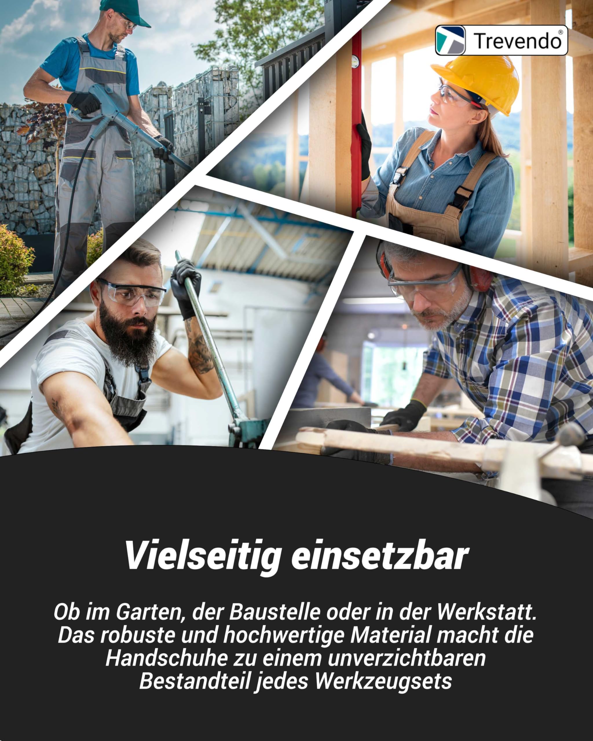 Trevendo PU-Arbeitshandschuhe mit Polyurethan-Beschichtung - Damen & Herren - Montage-, Garten-, Sicherheitshandschuhe für Heim und Garten - Zuverlässiger Schutz und Komfort, 72 Paar, Größe 10