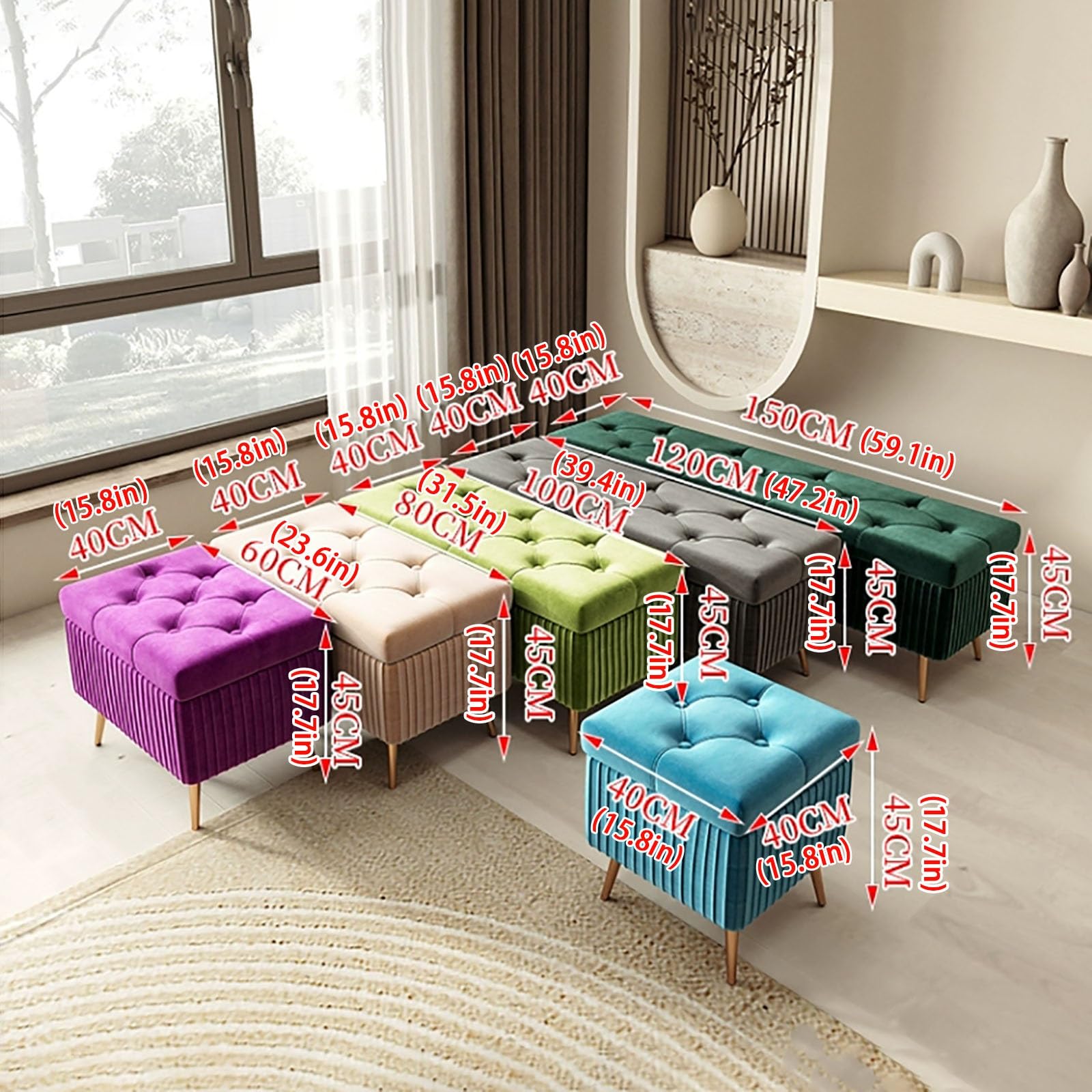 Gepolsterte Lagerung Osmanischen Schlafzimmer Lagerung Hocker Make-up Eitelkeit Hocker Fußstütze Sofa Wohnzimmer Hocker Sofa für Nacht Stilvolle Multifunktionale Lagerung Lösung