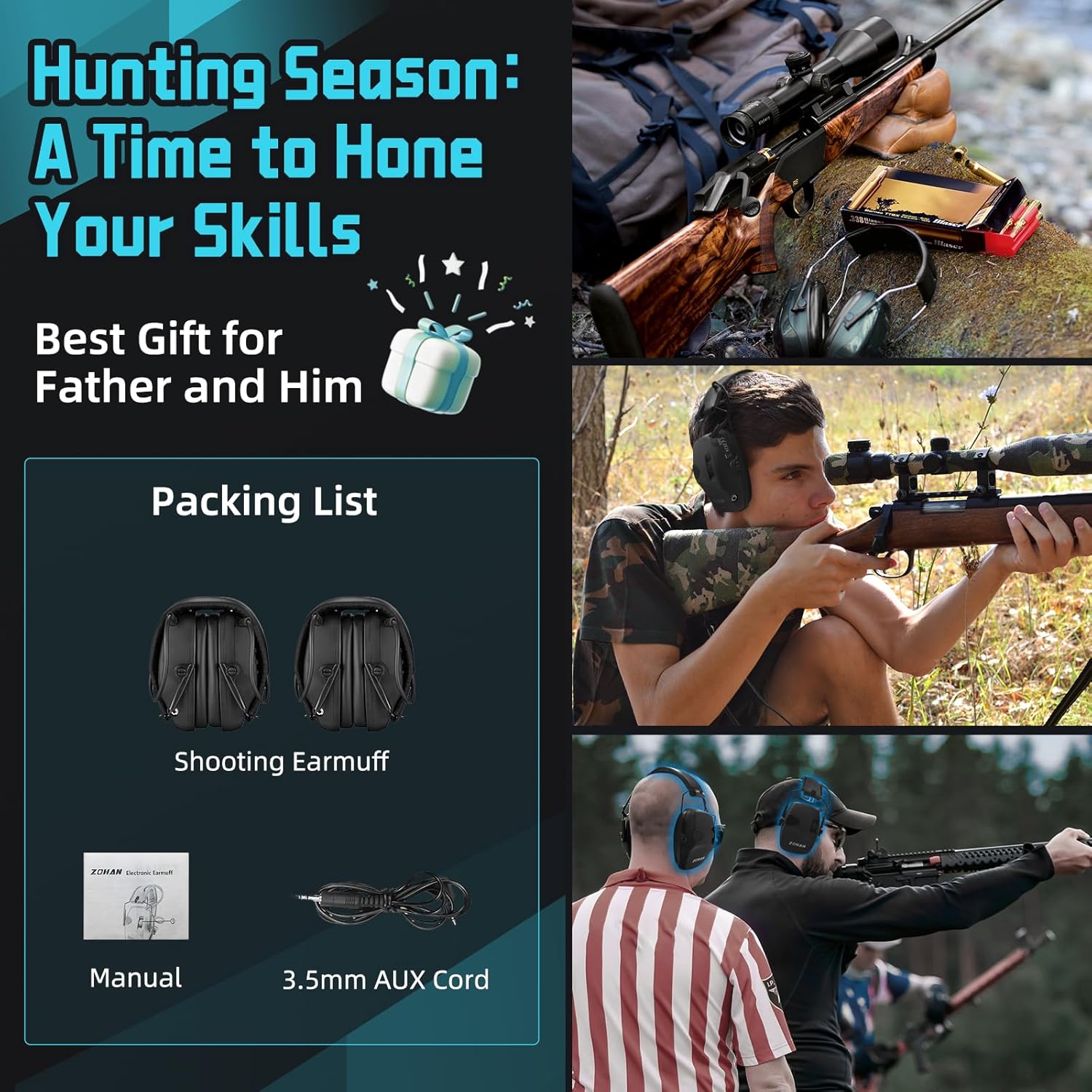 ZOHAN EM054 Electronic Ear Protection for Shooting Range with Sound Amplification Noise Reduction, Ear Muffs for Gun Range - Image 6