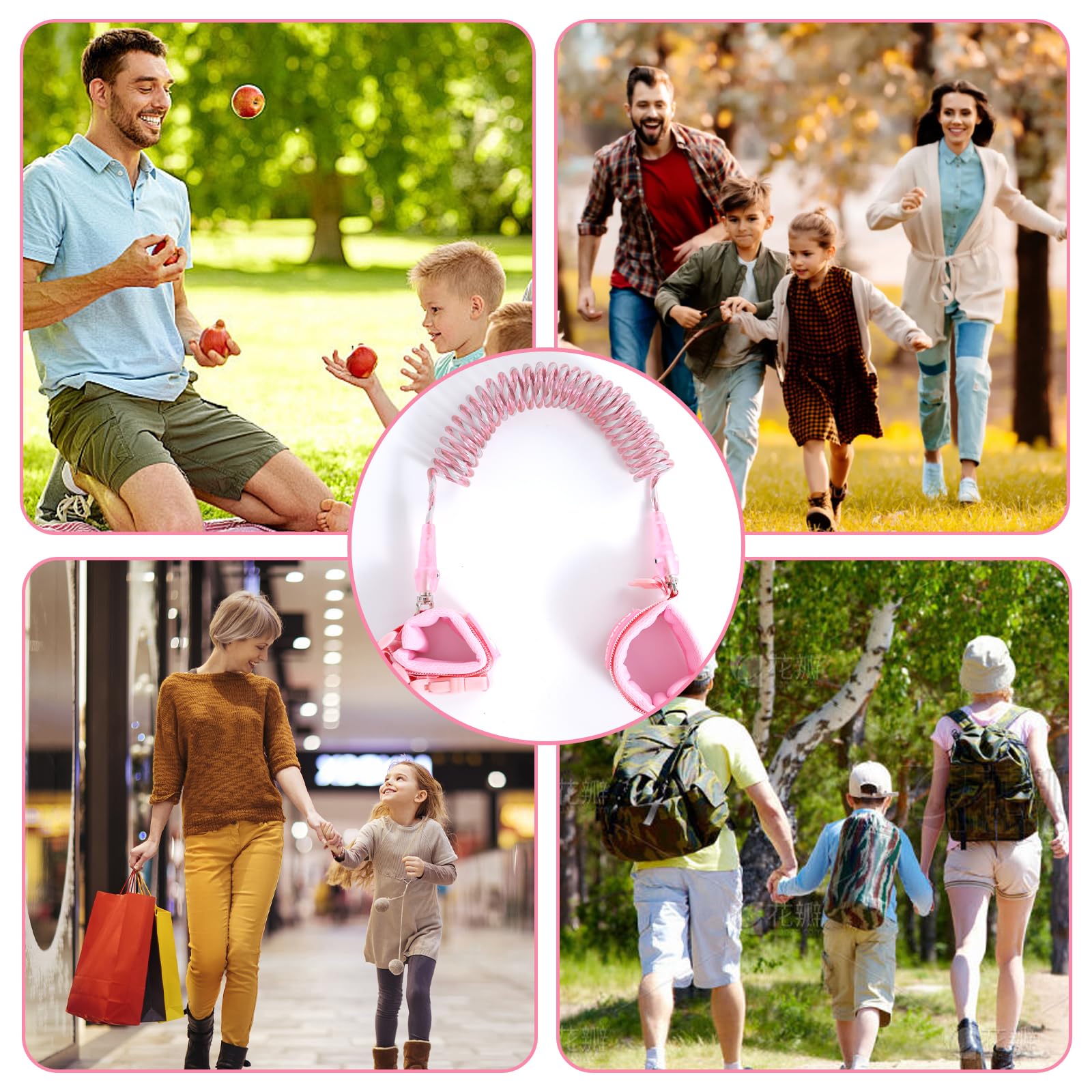 Cintura da polso anti-smarrimento per bambini per passeggiate e viaggi all'aria aperta - rosa