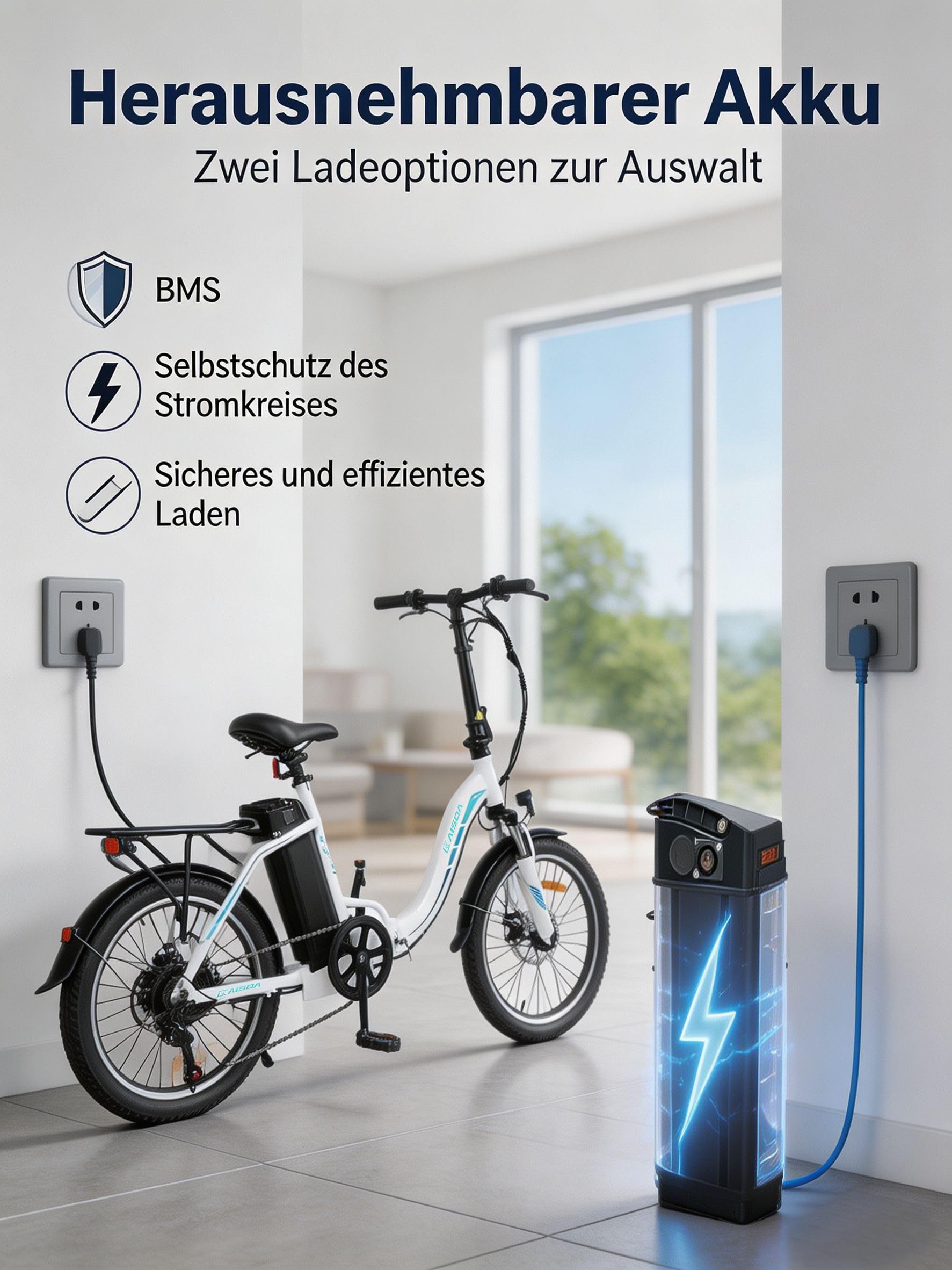 20 Zoll Klapprad E-Bike, 250W 40Nm Elektrofahrrad für Erwachsene, 24kg Leichtgewicht, 36V 13Ah Abnehmbarer Akku, 45-75km Reichweite, 7-Gang Pedelec