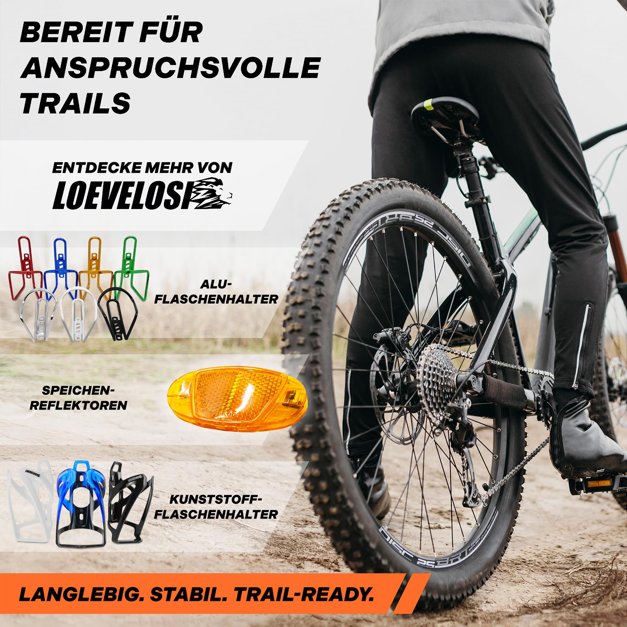 MTB Hinterrad 27,5 Zoll Fahrrad Laufrad - Scheibenbremse 6-Loch - QR 9/10×135 - Schraubkranz 7/8-fach – Alu Felge & Nabe - 36 Speichen - Schwarz - LOEVELOSI