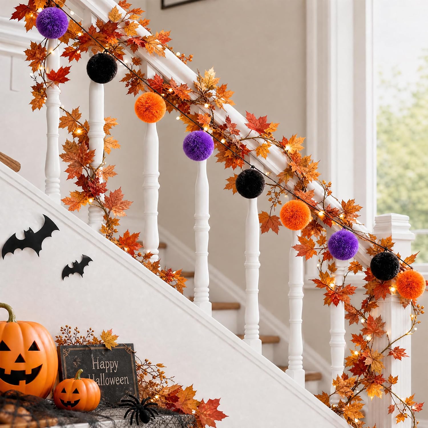 33Pcs Large Halloween Yarn Pom Pom Balls, 2.7" Fuzzy Fluffy Pompom Balls
